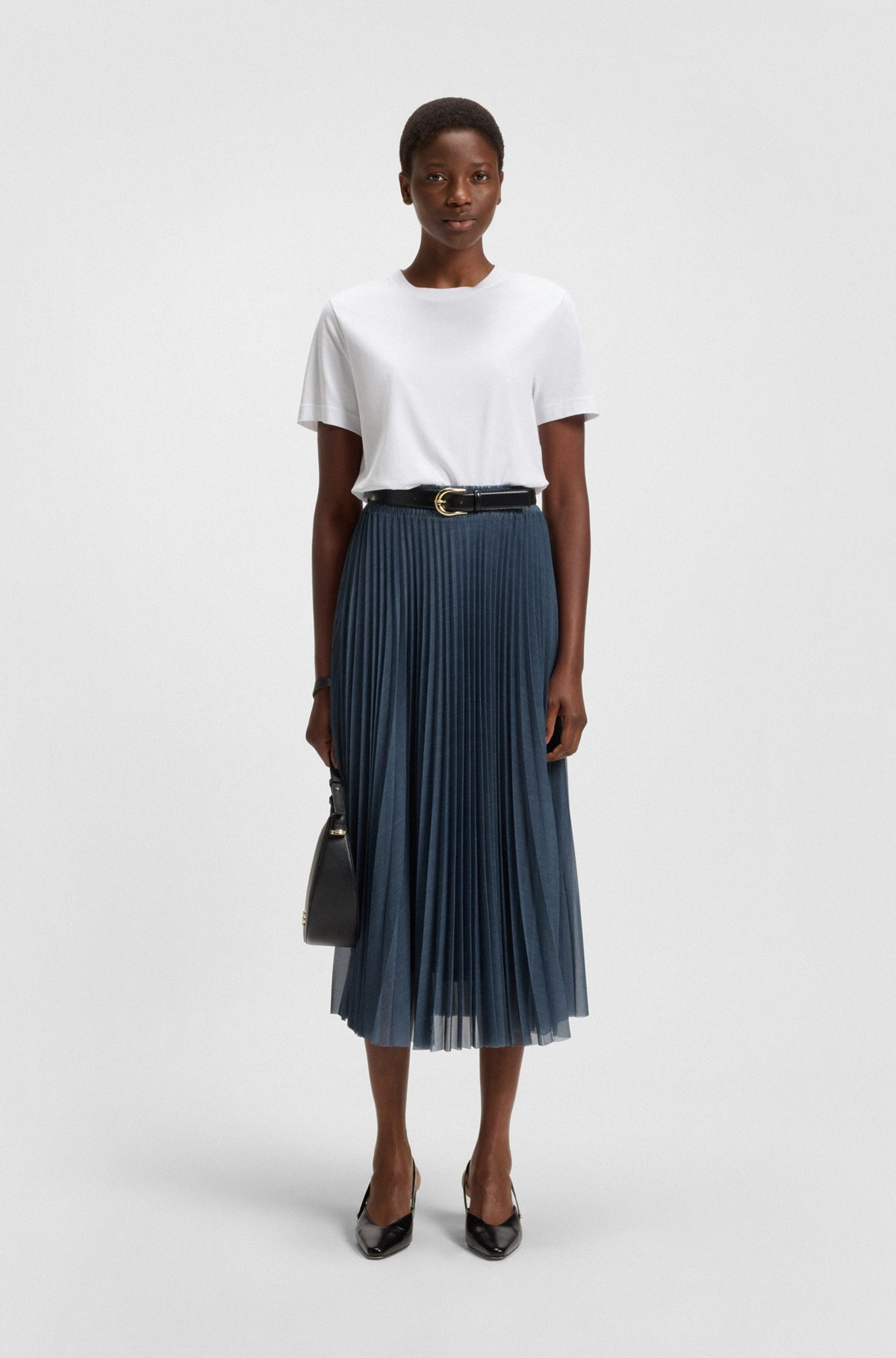 LINED TULLE SKIRT WITH PLISSÉ PLEATS - 3