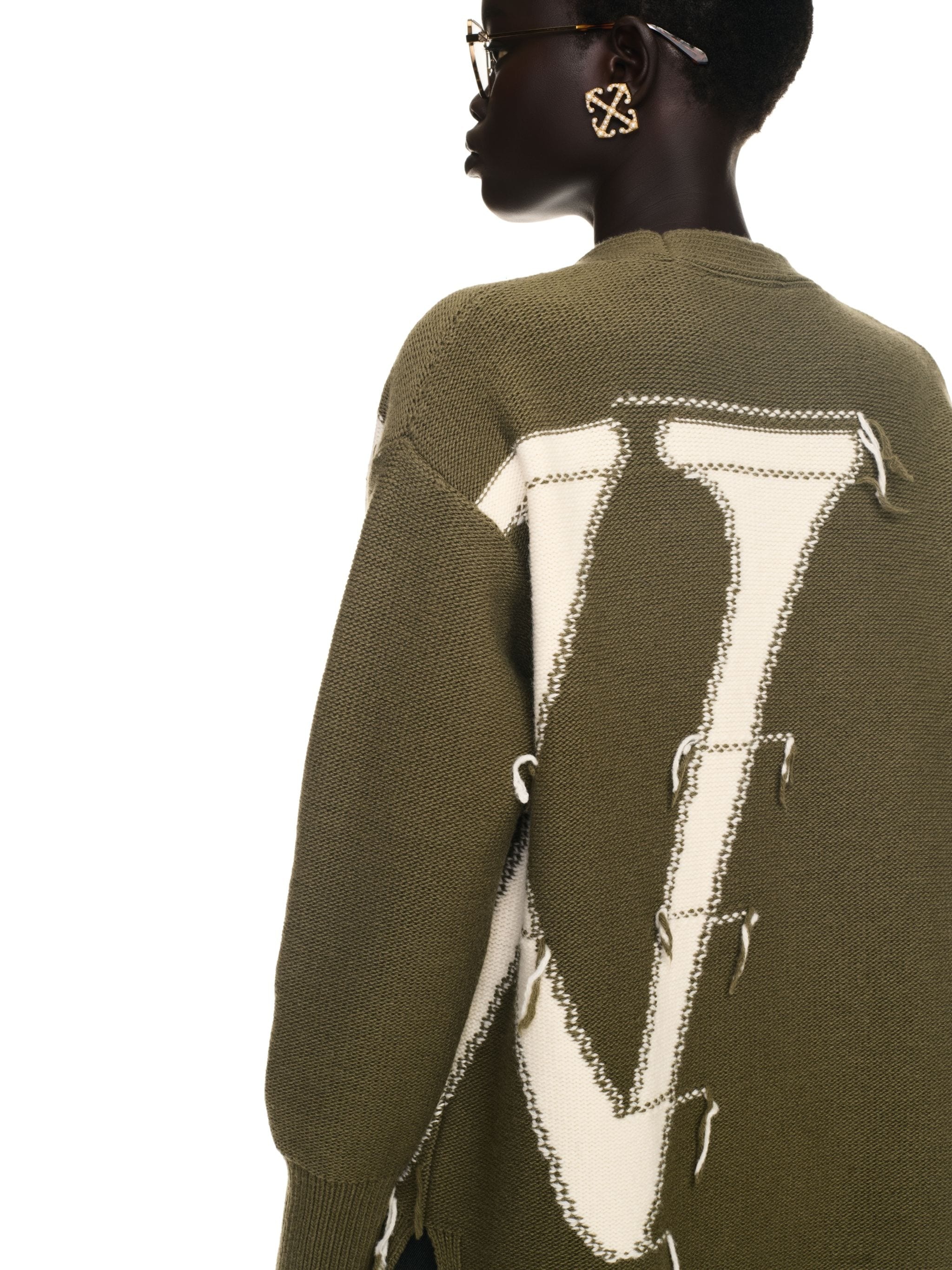 Military Green Maxi Logo Cardigan - 5