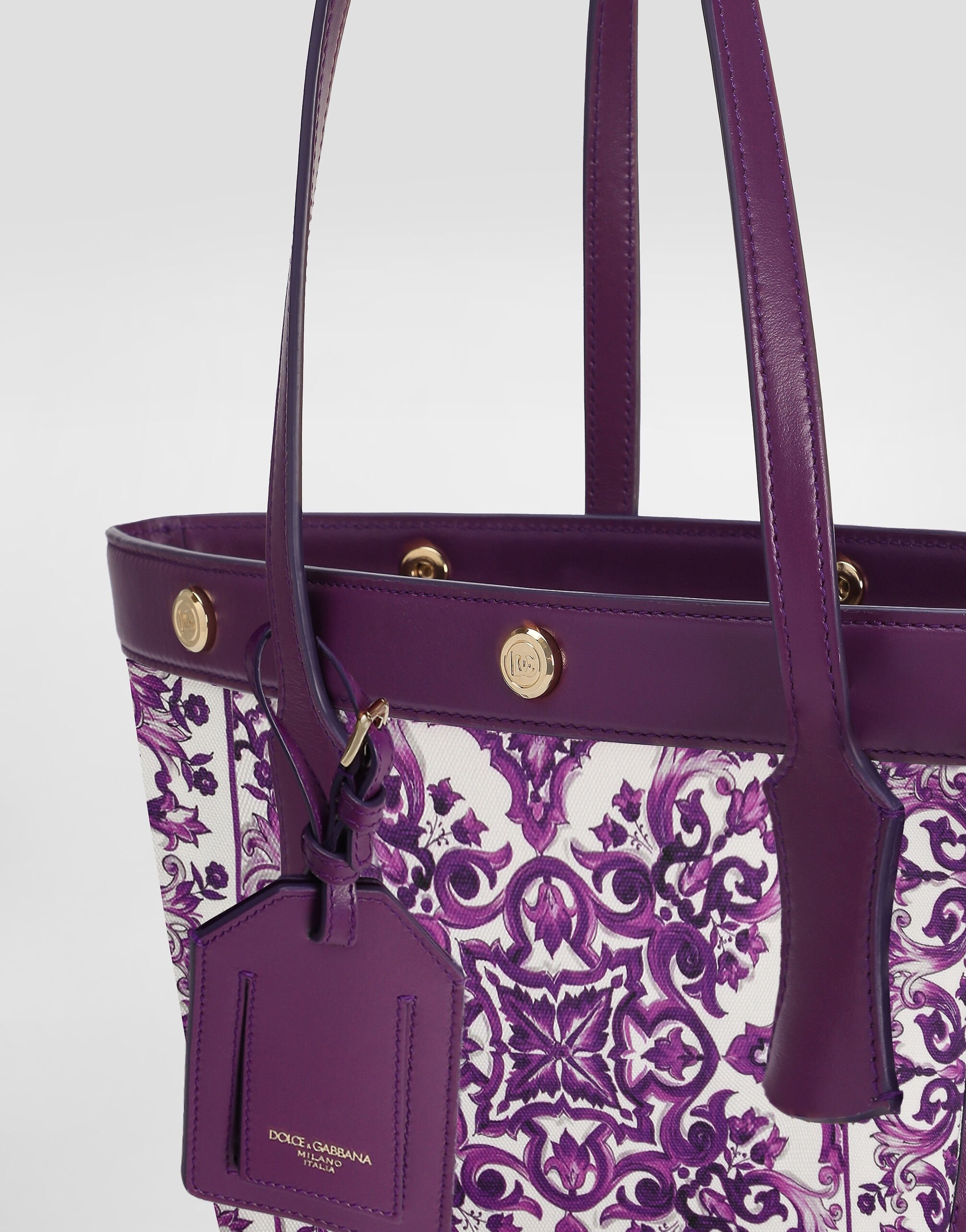 Majolica-print atene shopping bag in canvas - 6