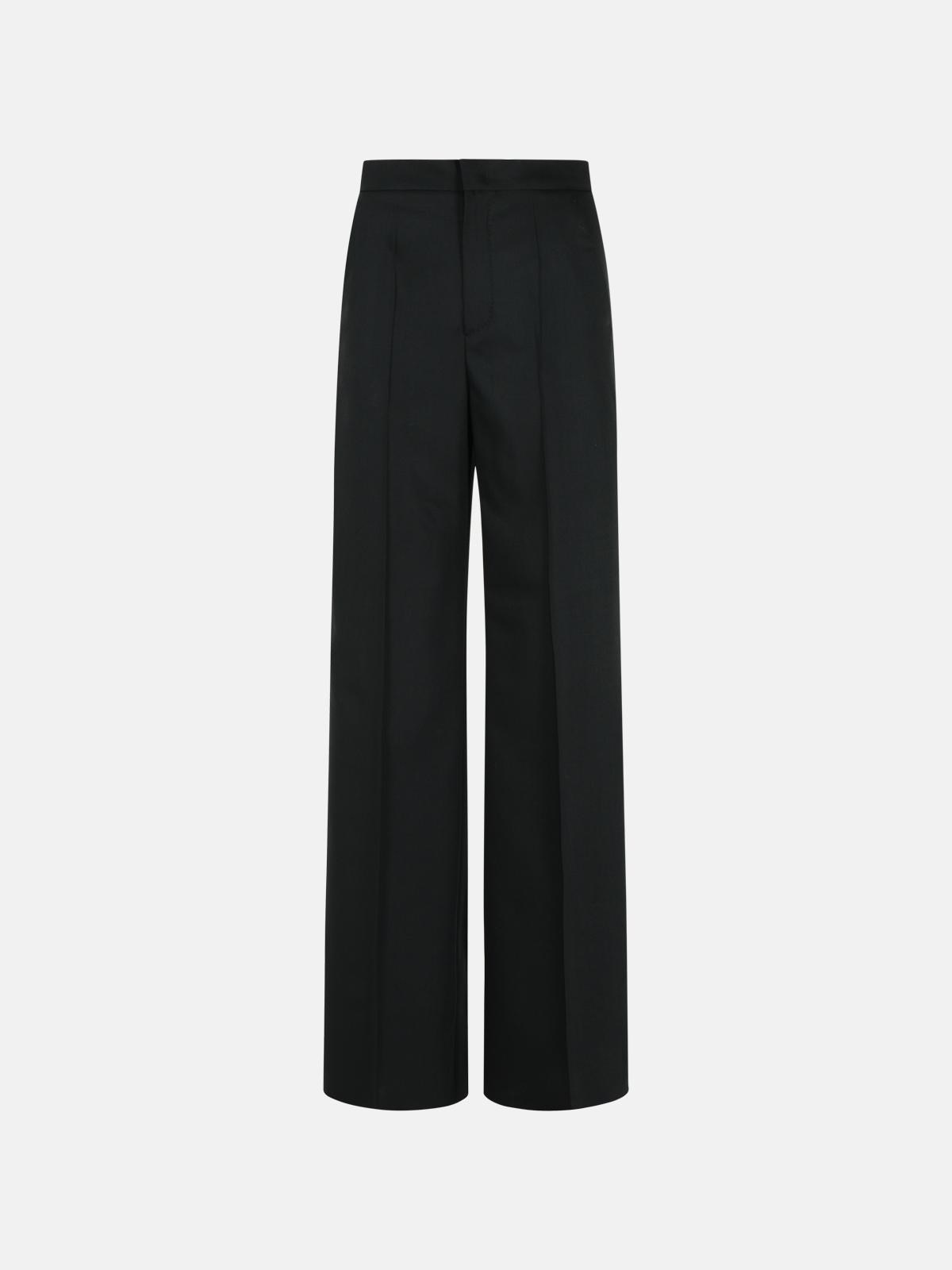 'FERNET' STRAIGHT BLACK VIRGIN WOOL PANTS - 1