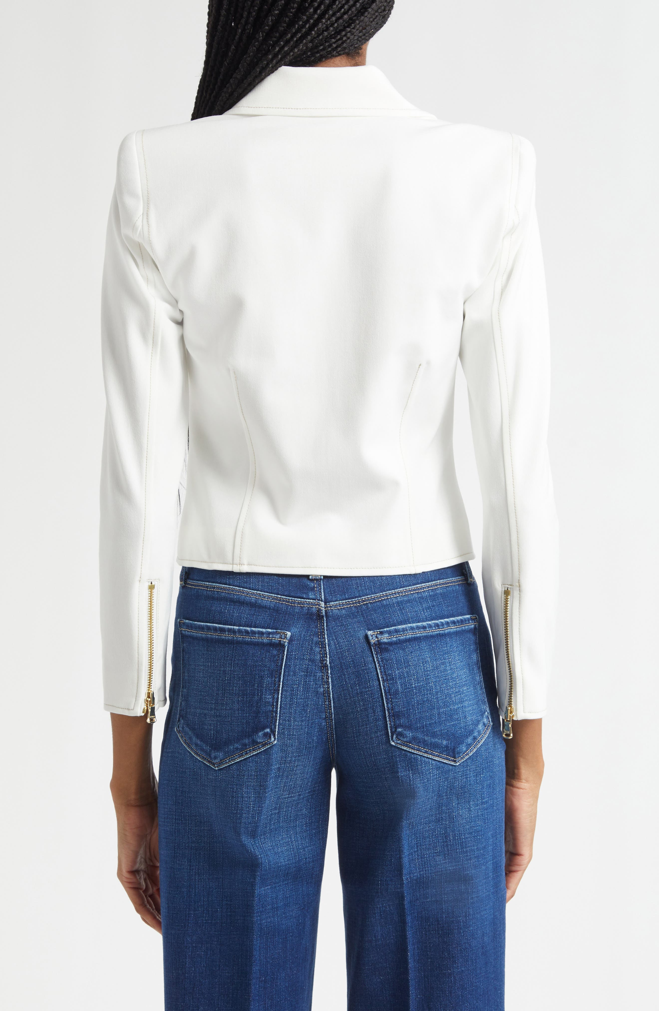 L'AGENCE Calianna Zip Front Jacket in White at Nordstrom - 2