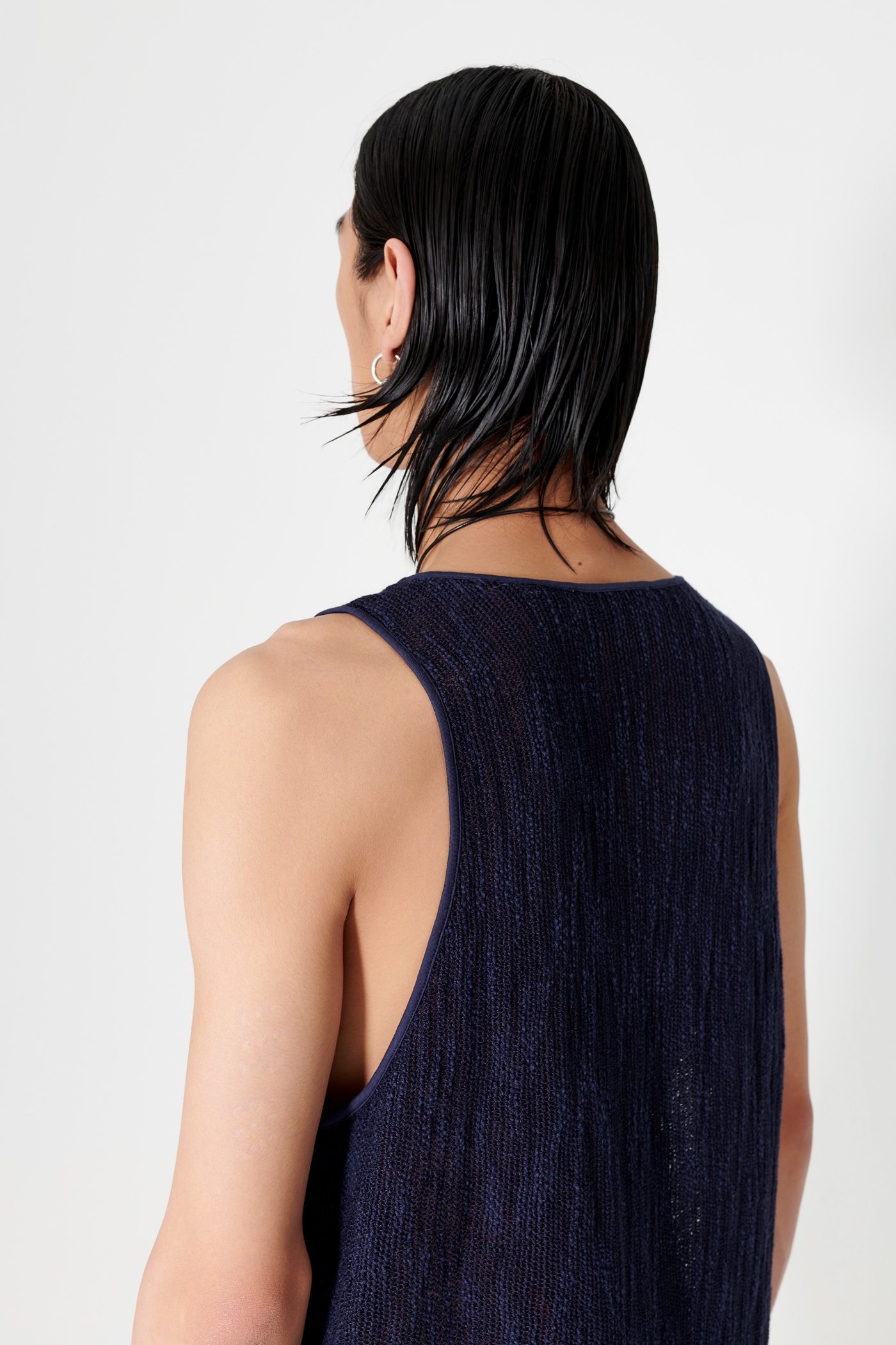 Singlet Navy Yawning Linen - 4