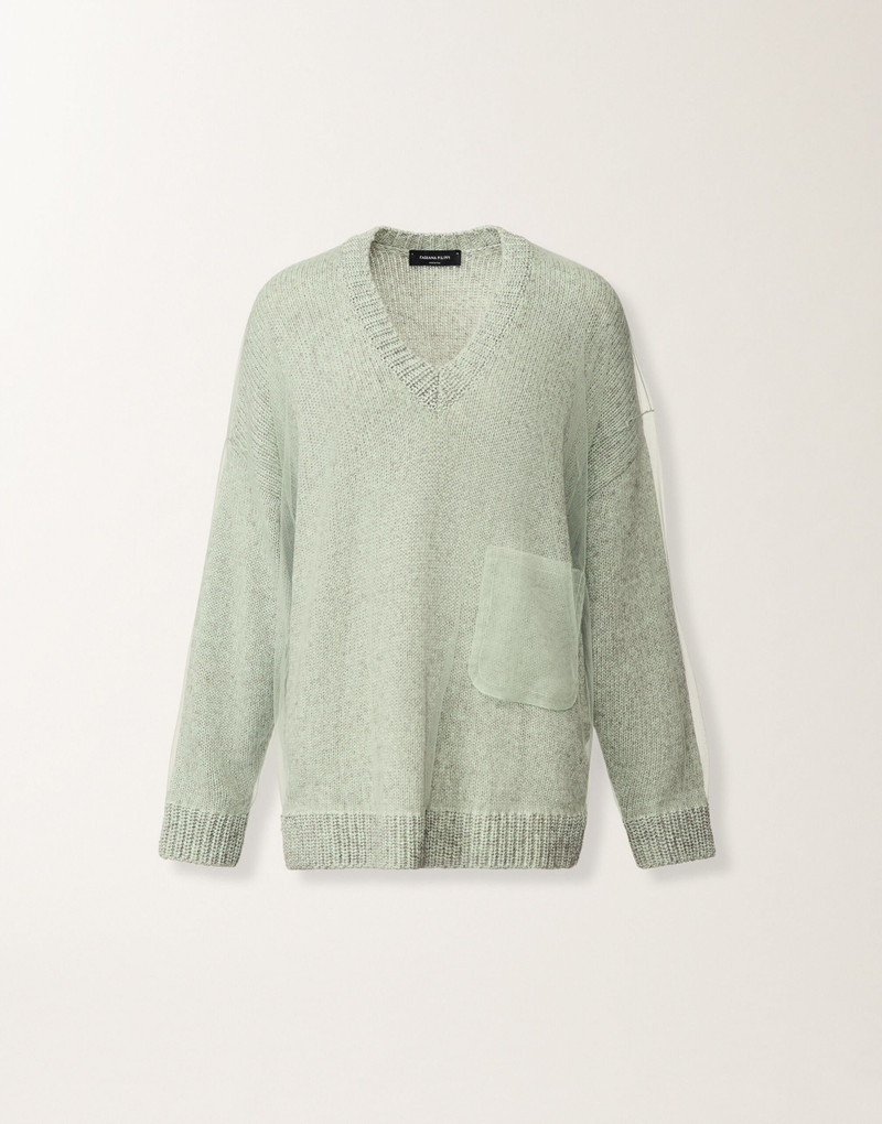 Mouliné yarn sweater in Ghirri green 1