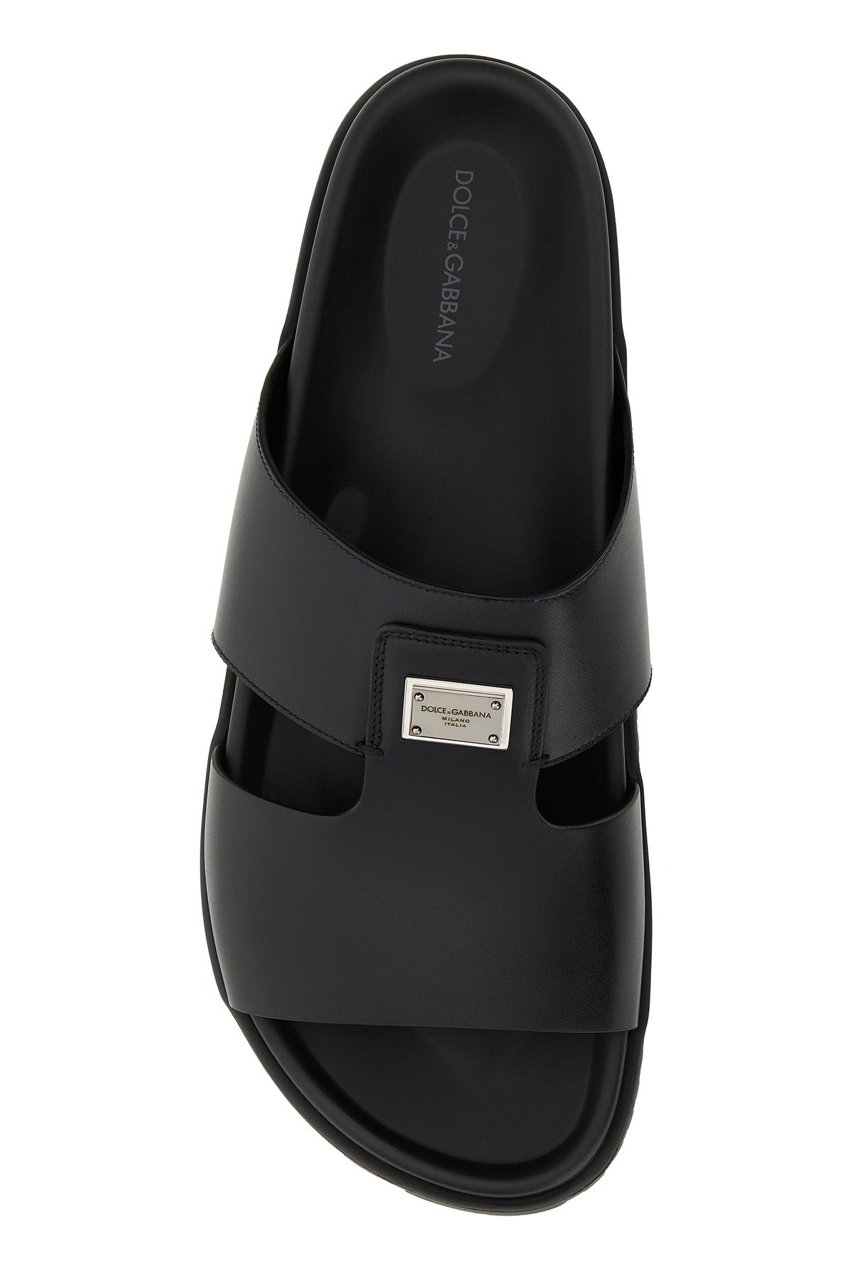 Black leather slippers - 4