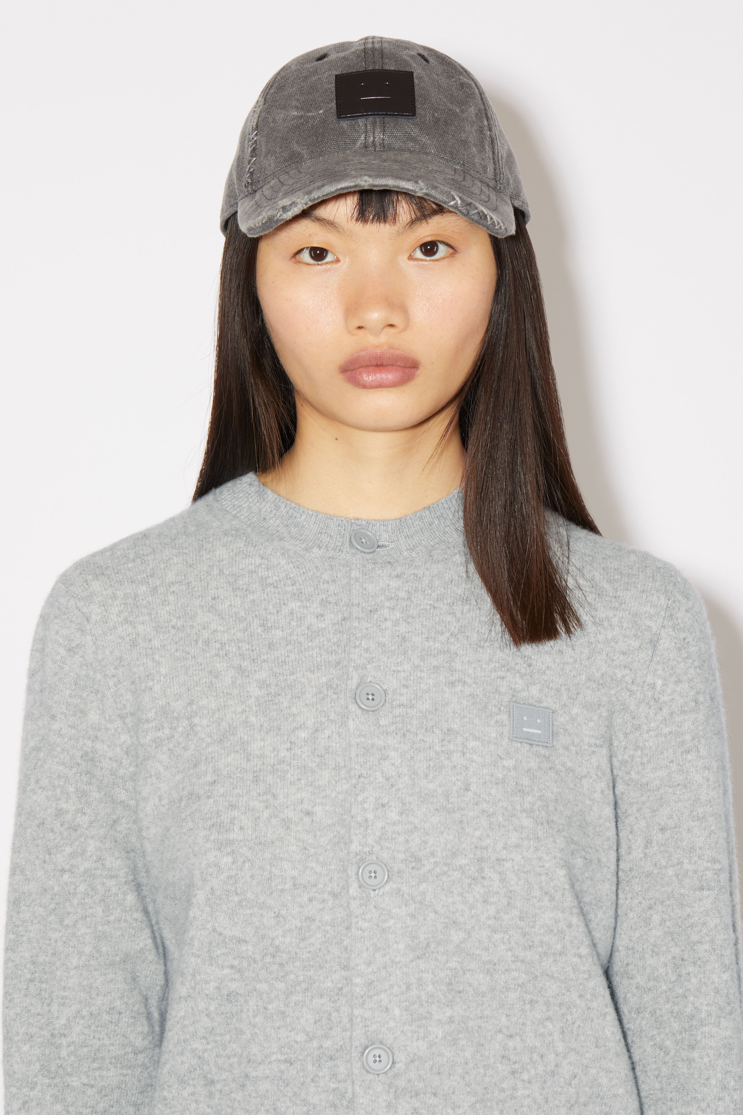 Crew neck cardigan - Light Grey Melange - 5