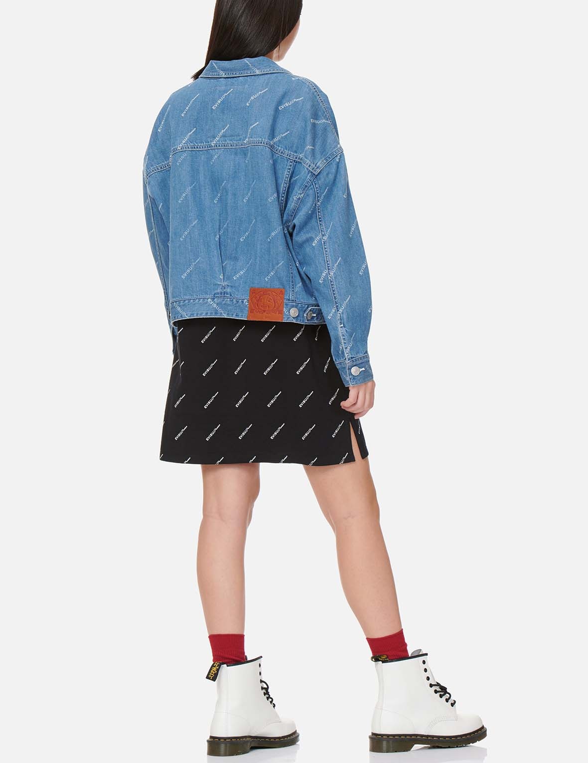 SAKE BOTTLE EMBROIDERED MONOGRAM PRINT DENIM JACKET - 6