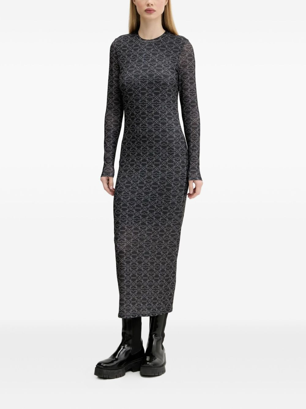 printed long-sleeve maxi dress - 5