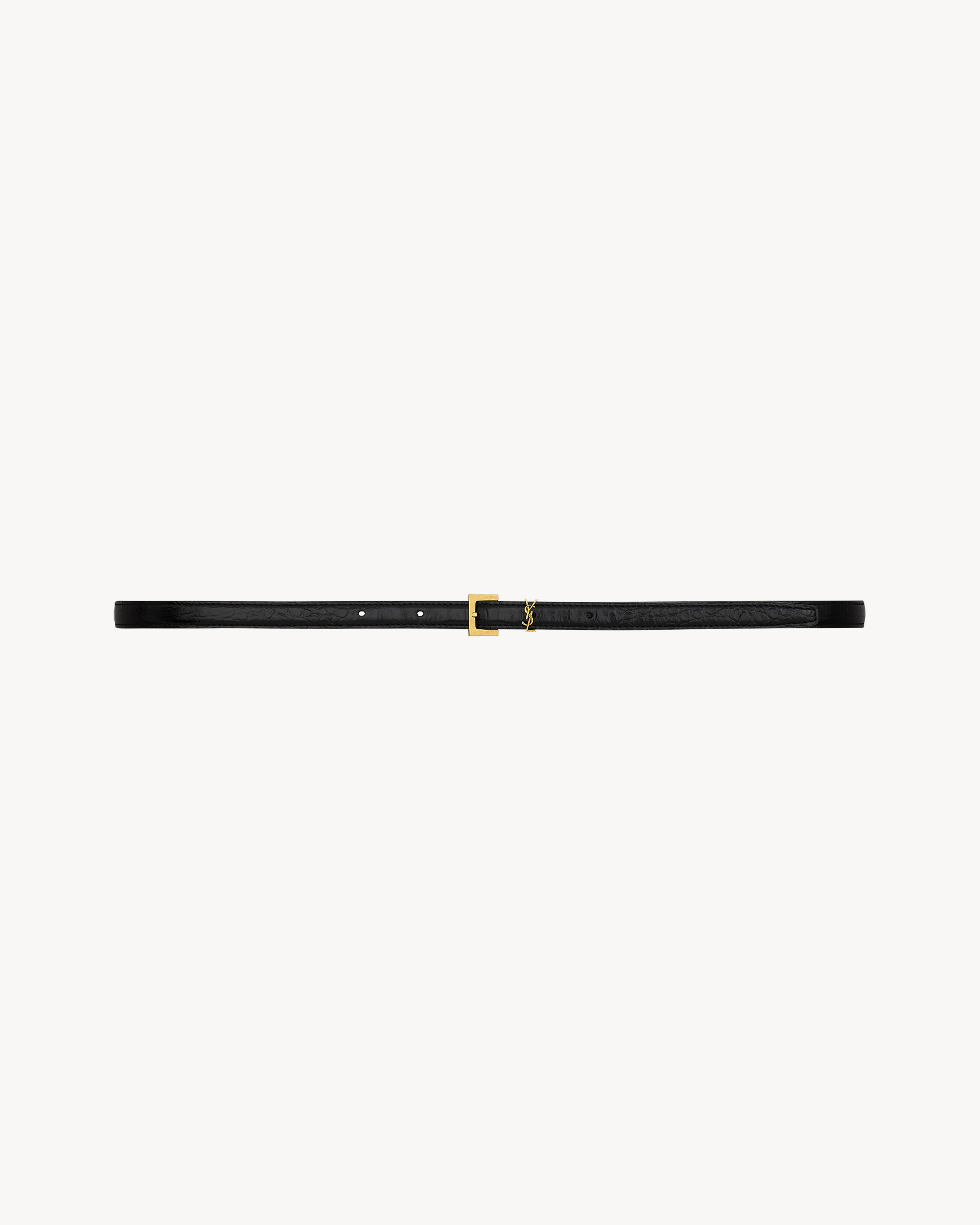 cassandre extra thin belt in crocodile-embossed leather - 1
