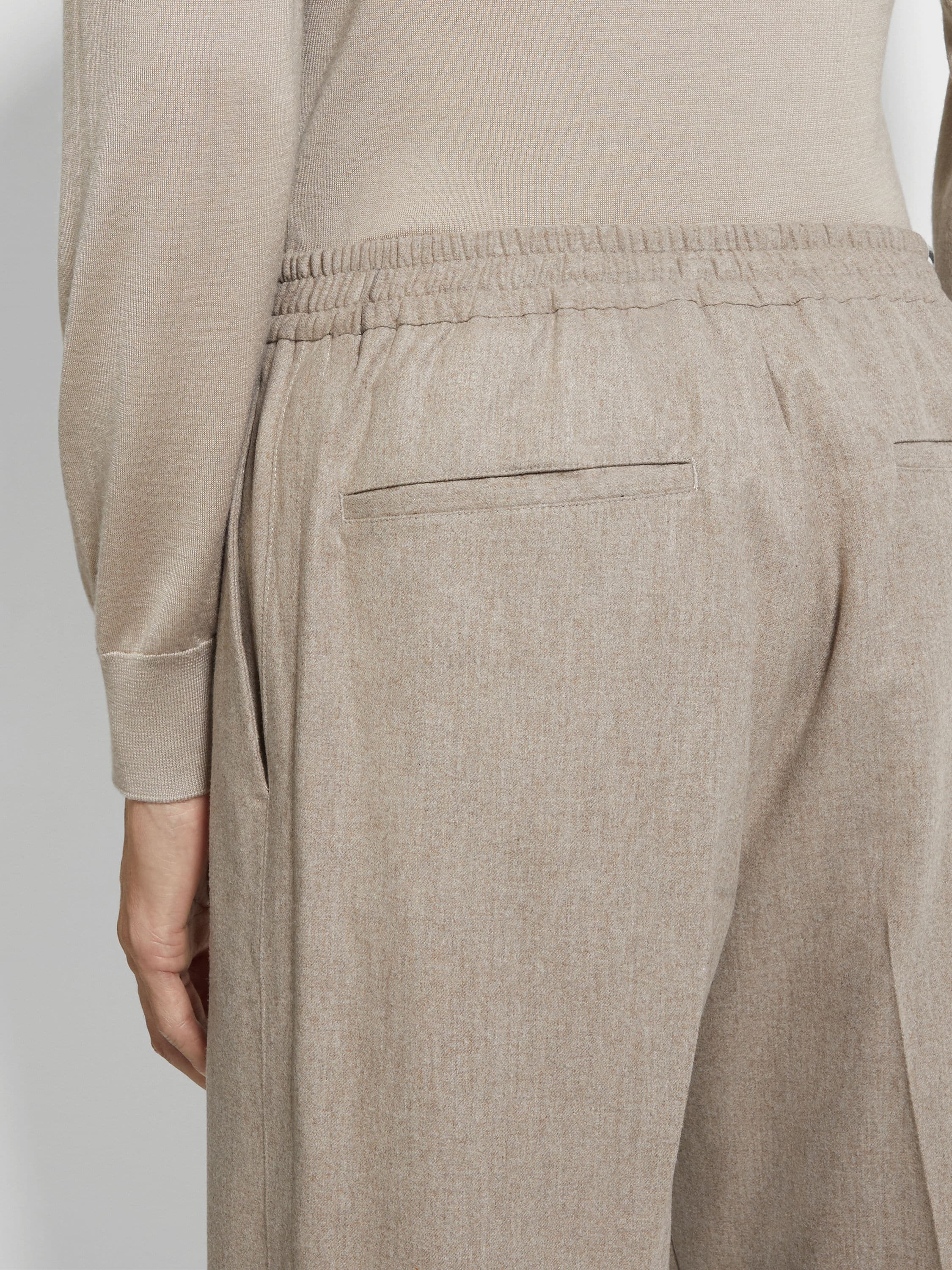 LIGHT TAUPE 15MILMIL15 WOOL SILK AND CASHMERE PANTS - 2