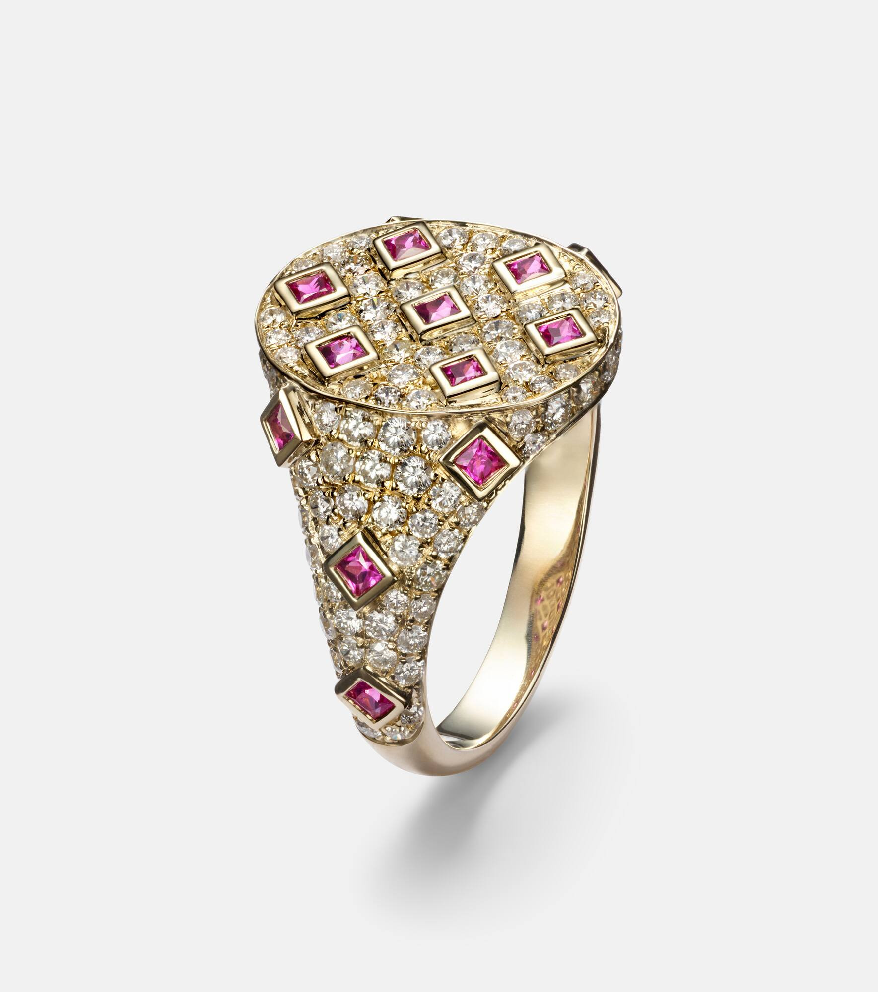 9kt gold ring with diamonds and sapphires - 4