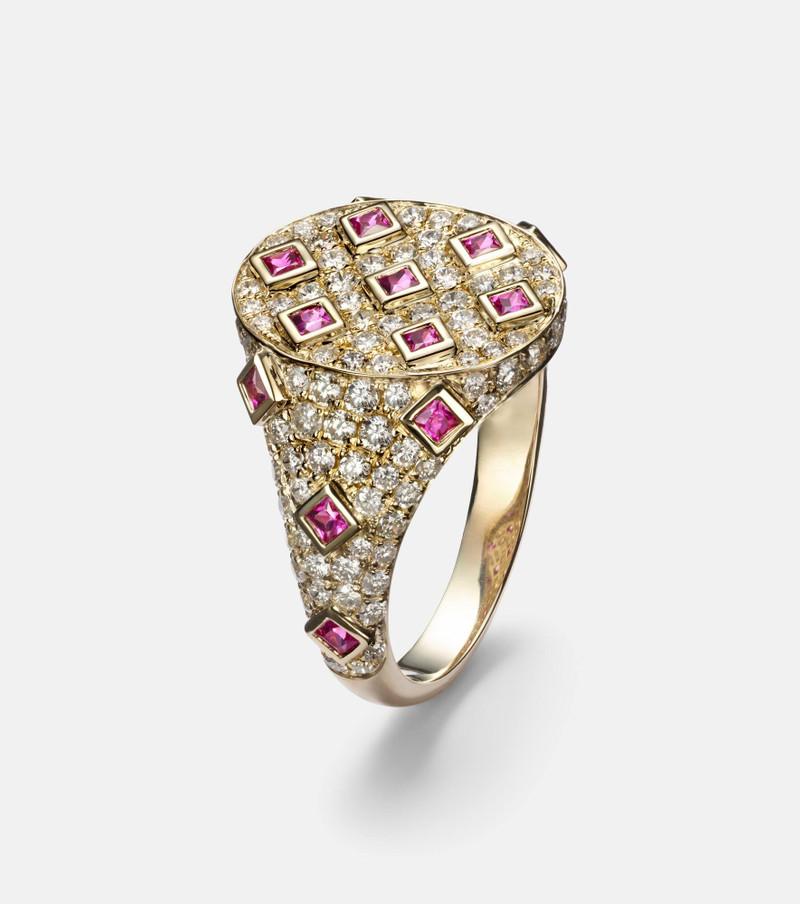 9kt gold ring with diamonds and sapphires 4