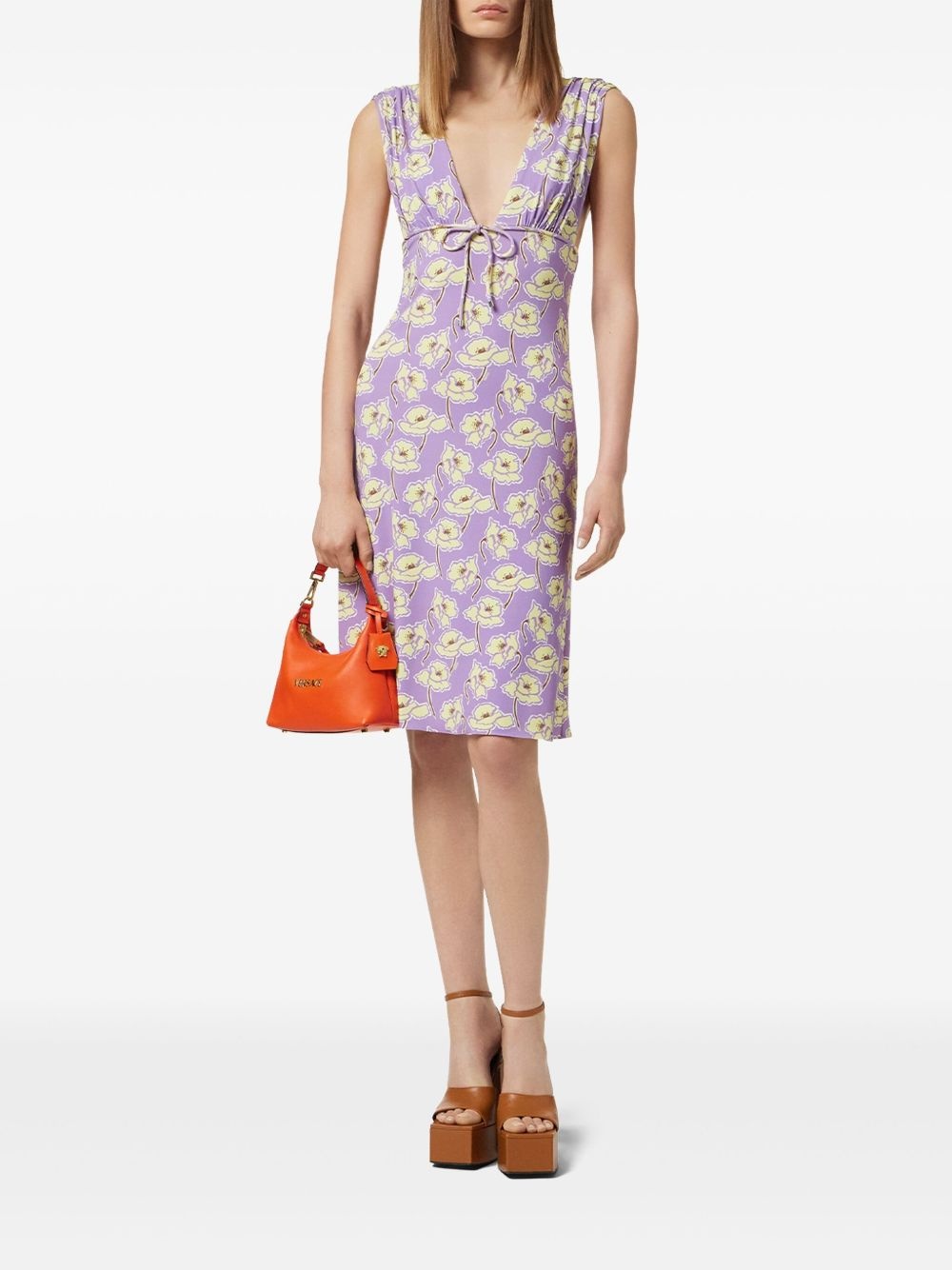 Poppies V-neck midi dress - 2