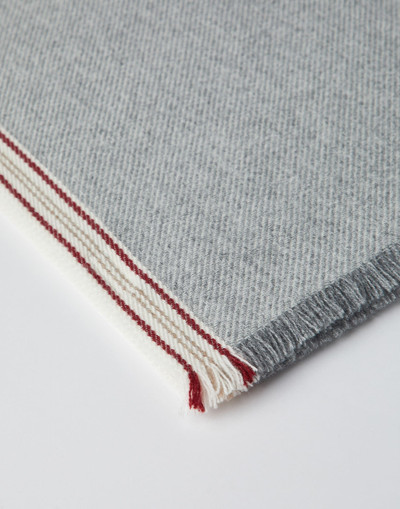 Brunello Cucinelli Cashmere scarf with striped edge outlook