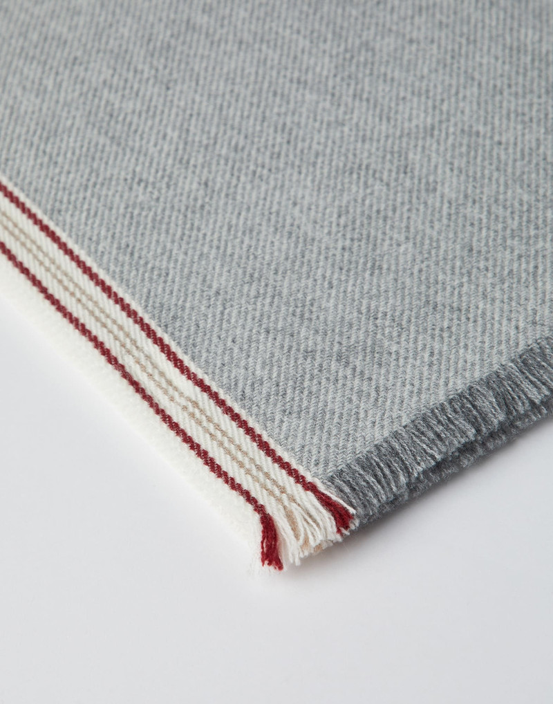 Brunello Cucinelli Cashmere scarf with striped edge outlook