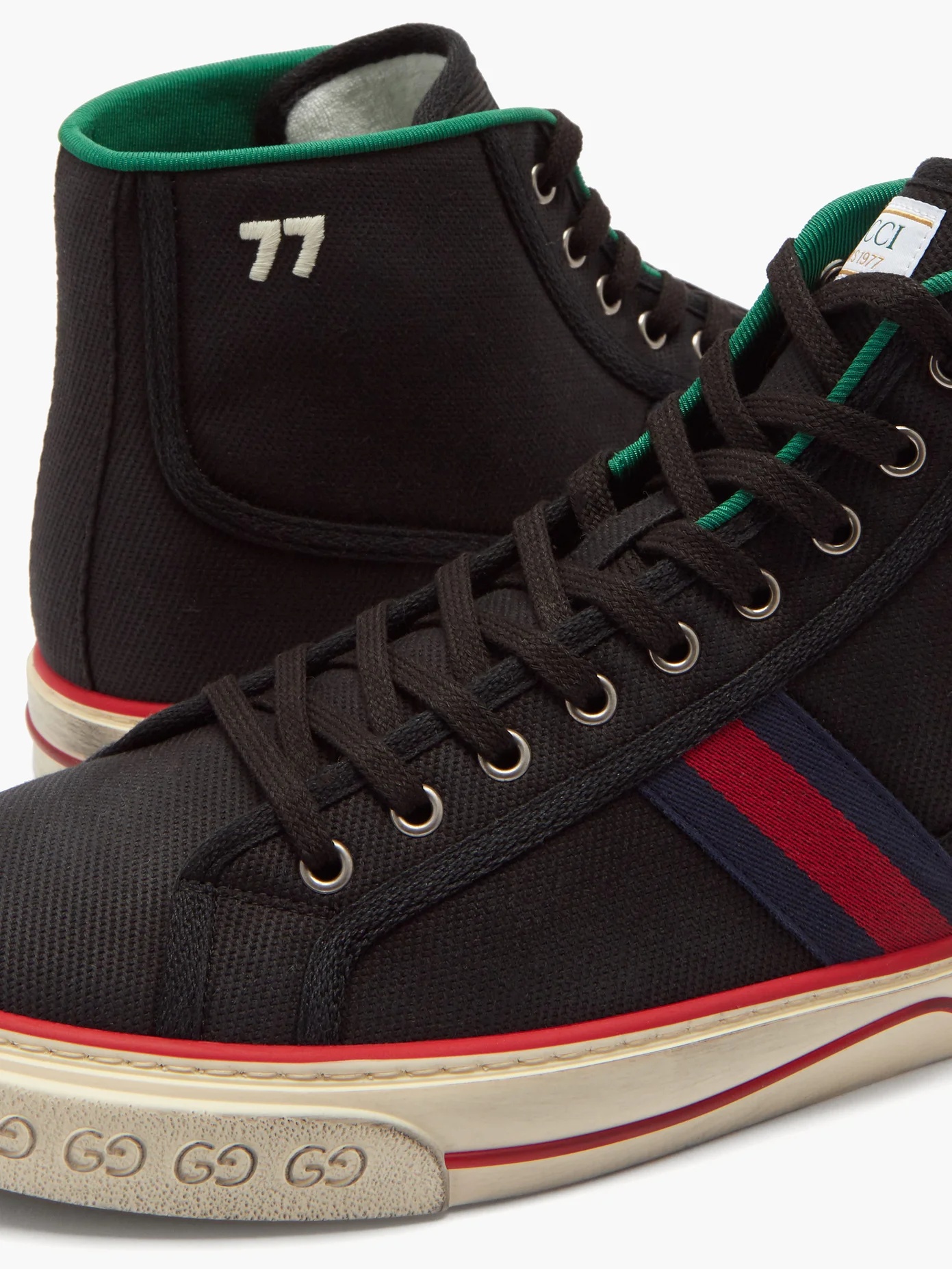 Web-stripe canvas high-top trainers - 6