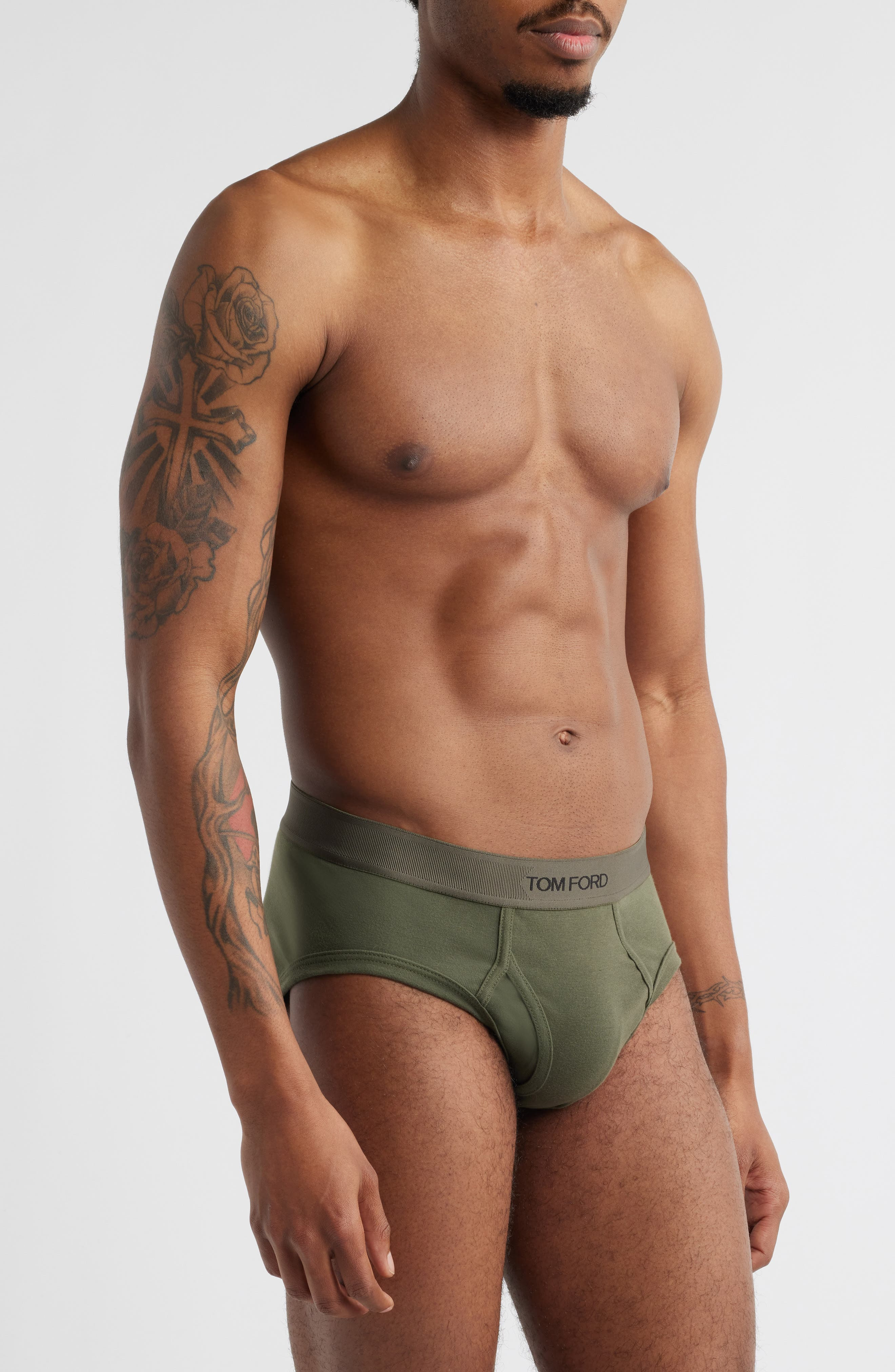 TOM FORD Cotton Stretch Jersey Briefs in Military Green at Nordstrom - 3