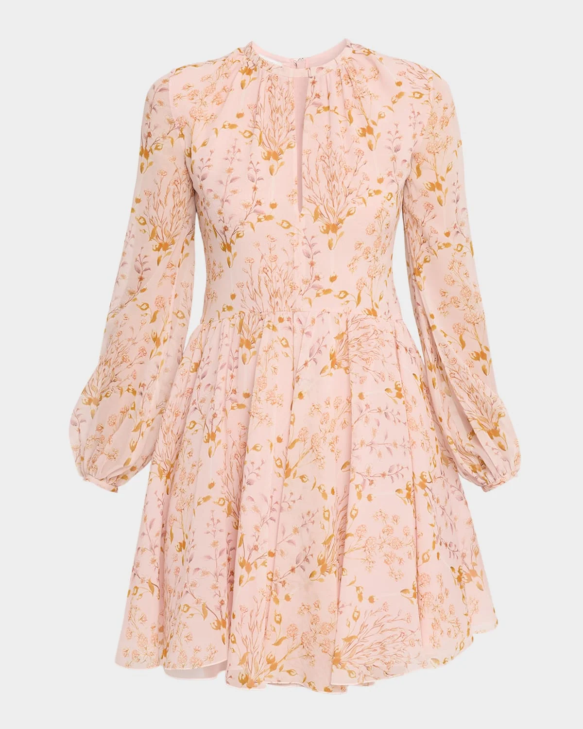 Floral Georgette Long-Sleeve Mini Dress - 1
