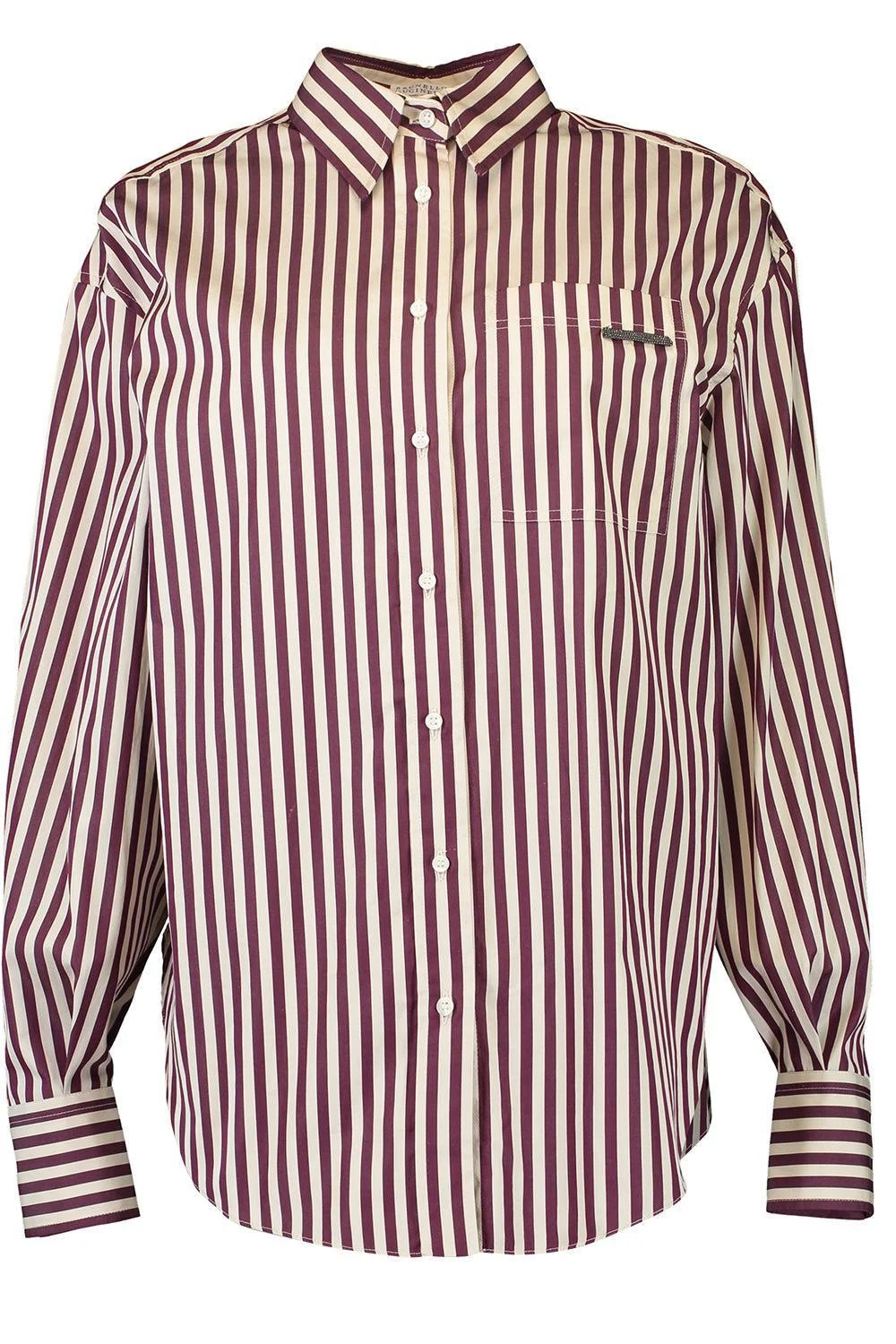 Striped Shiny Tab Shirt - 1