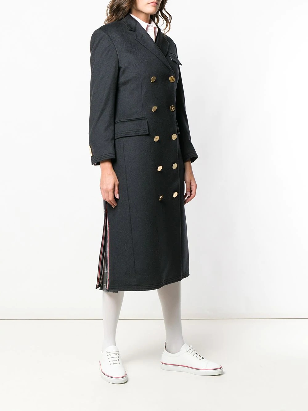 double-breasted mid-length overcoat - 3