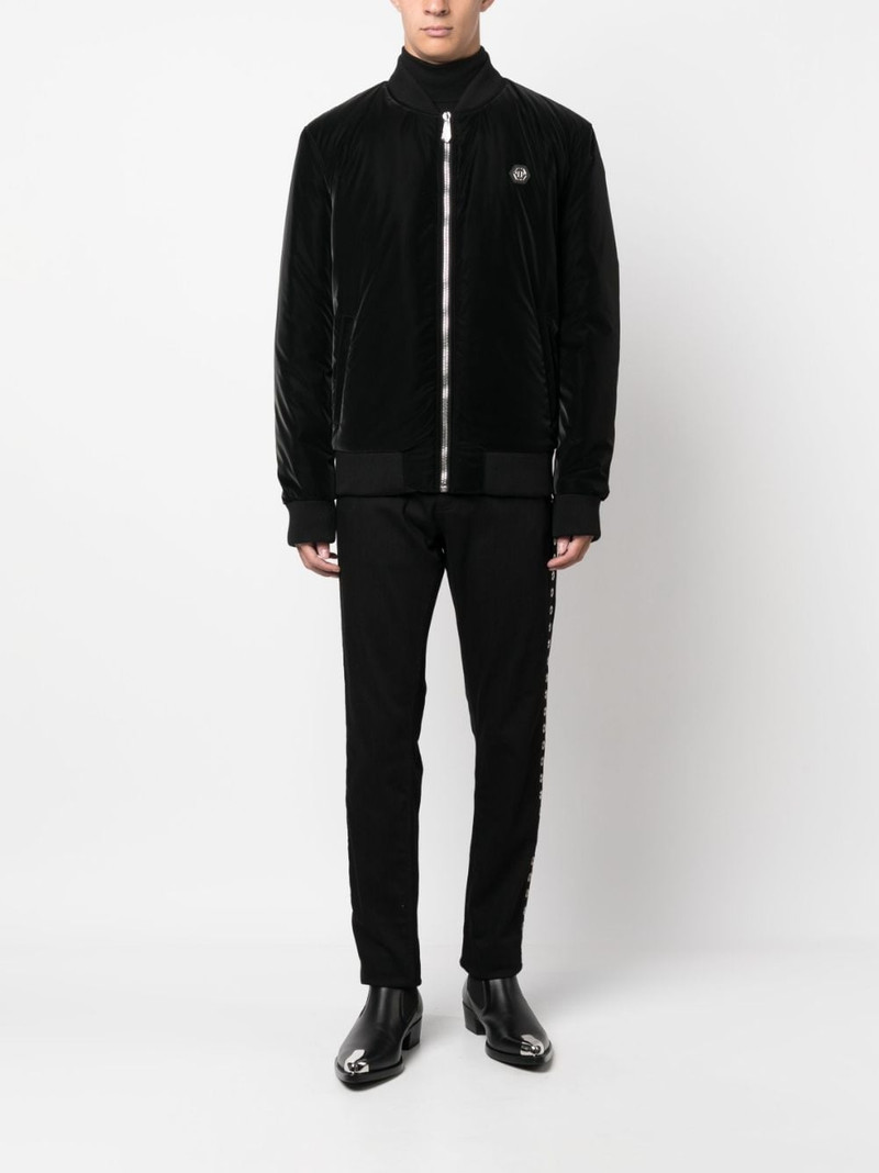 PHILIPP PLEIN logo-patch zip-up bomber jacket outlook