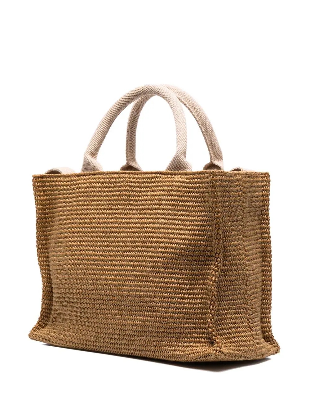 logo-lettering raffia tote bag - 3