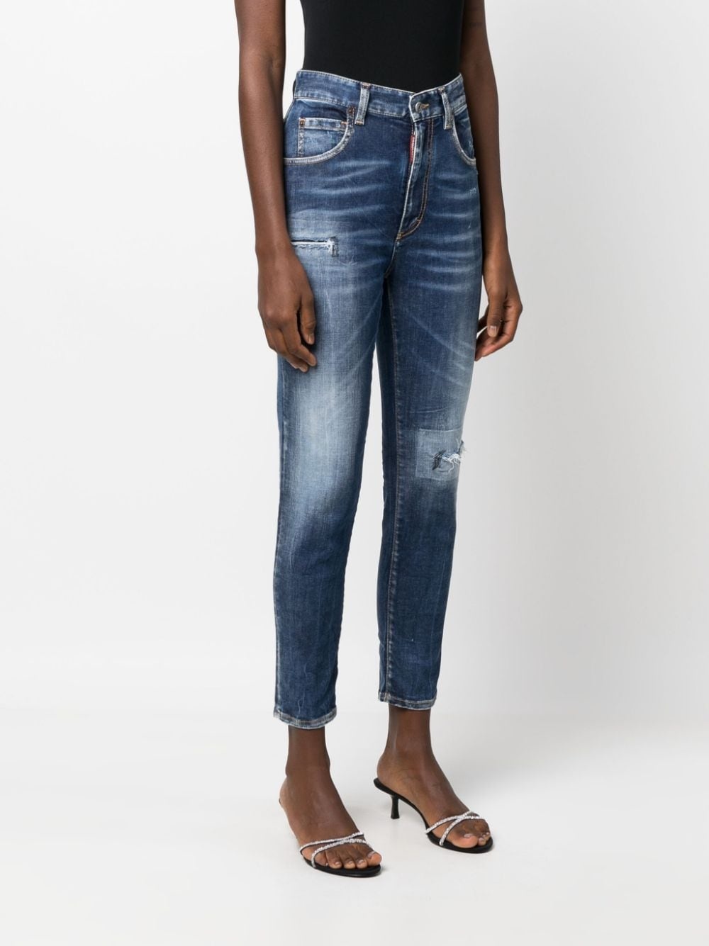 distressed-effect cropped jeans - 3