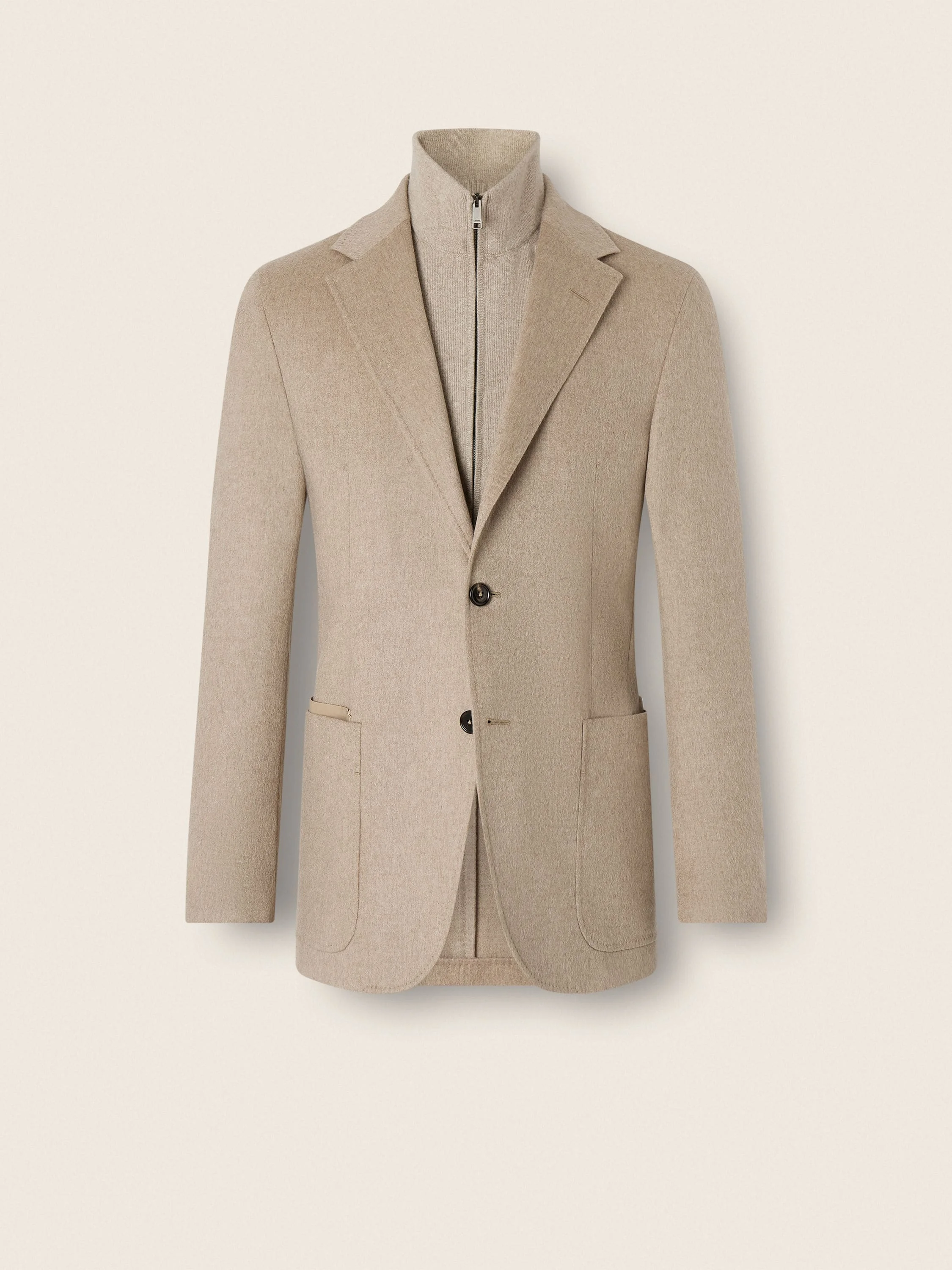 LIGHT TAUPE OASI CASHMERE JACKET - 1