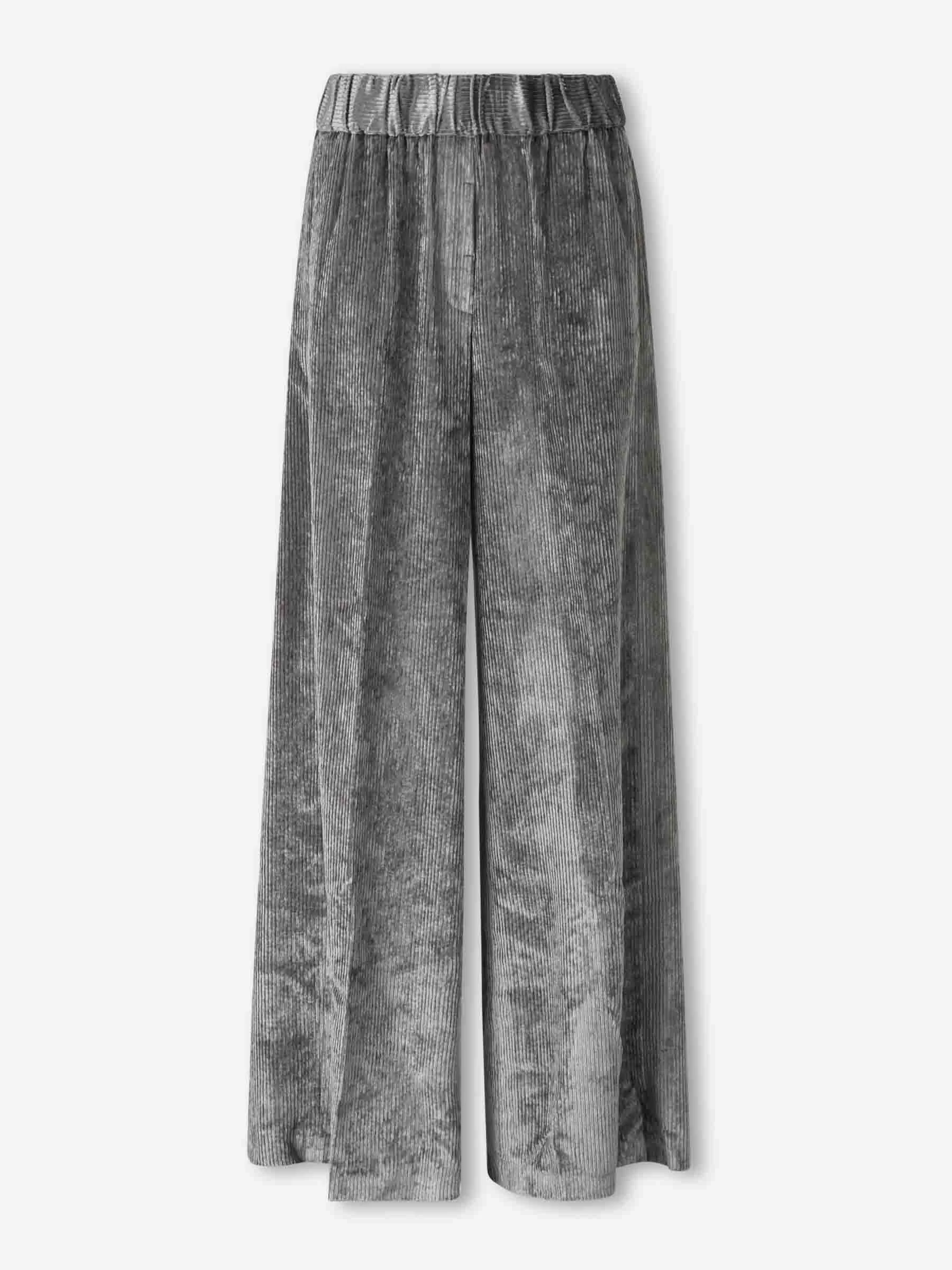 WIDE-LEGGED VELVET TROUSERS - 1