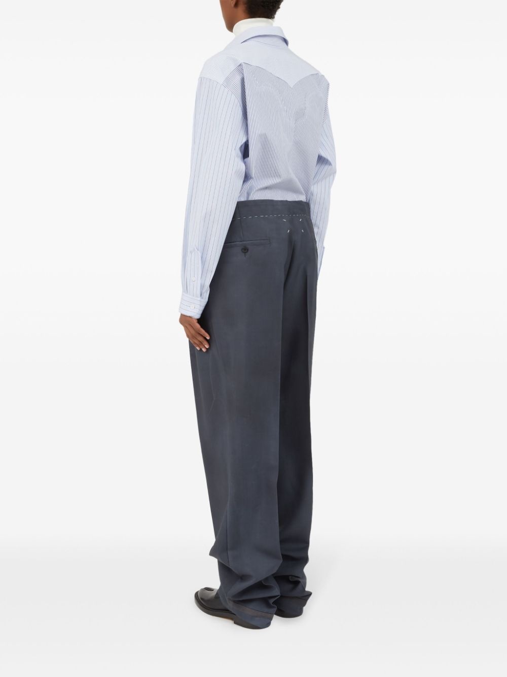 moiré-effect straight-leg trousers - 5