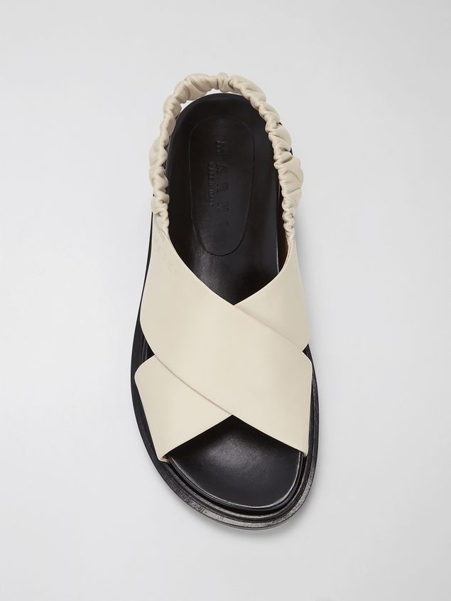 CRISS-CROSS FUSSBETT IN WHITE NAPPA LEATHER WITH STRETCH SLINGBACK - 4