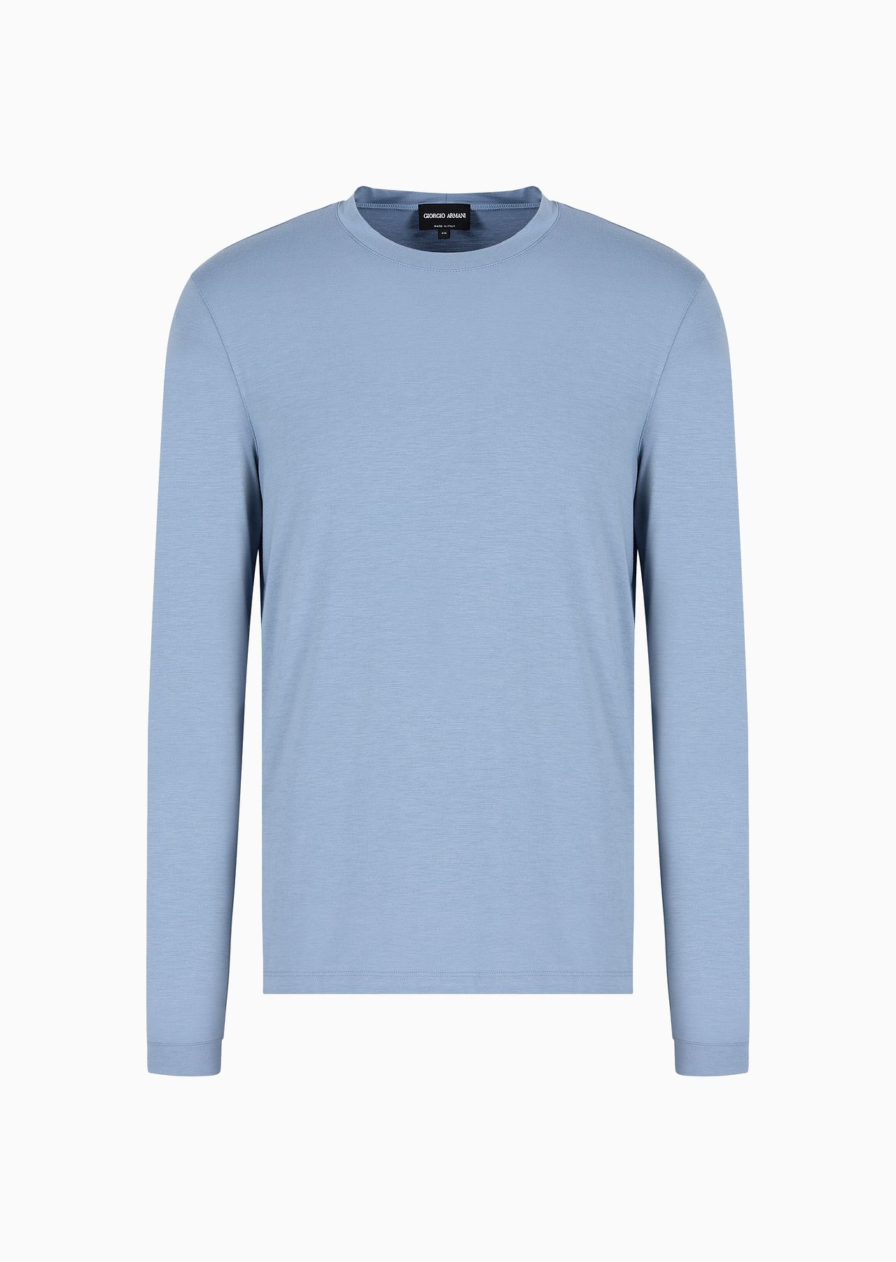 Stretch viscose jersey jumper with crew neck and long sleeves - 1