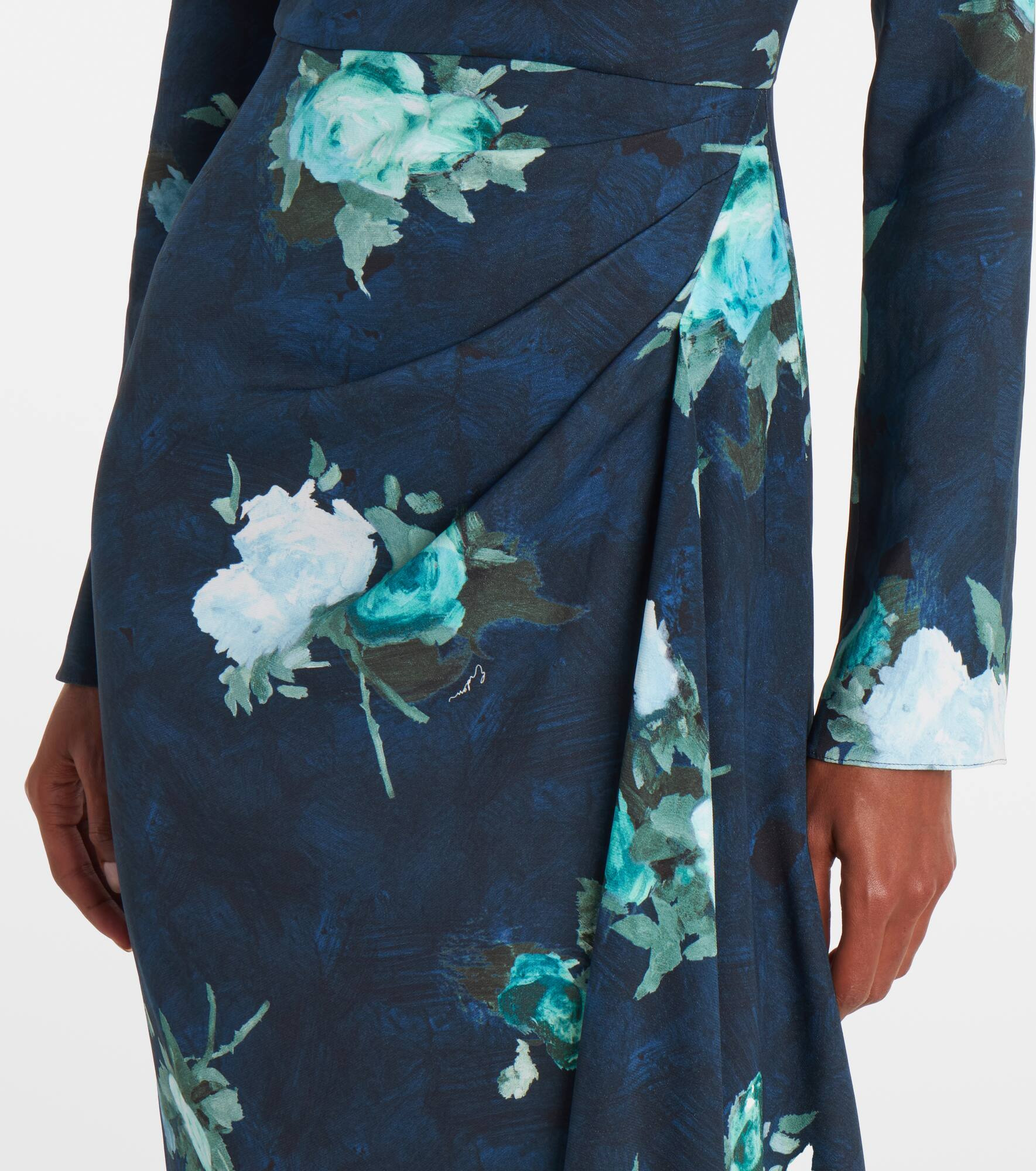 Floral draped cady midi dress - 5