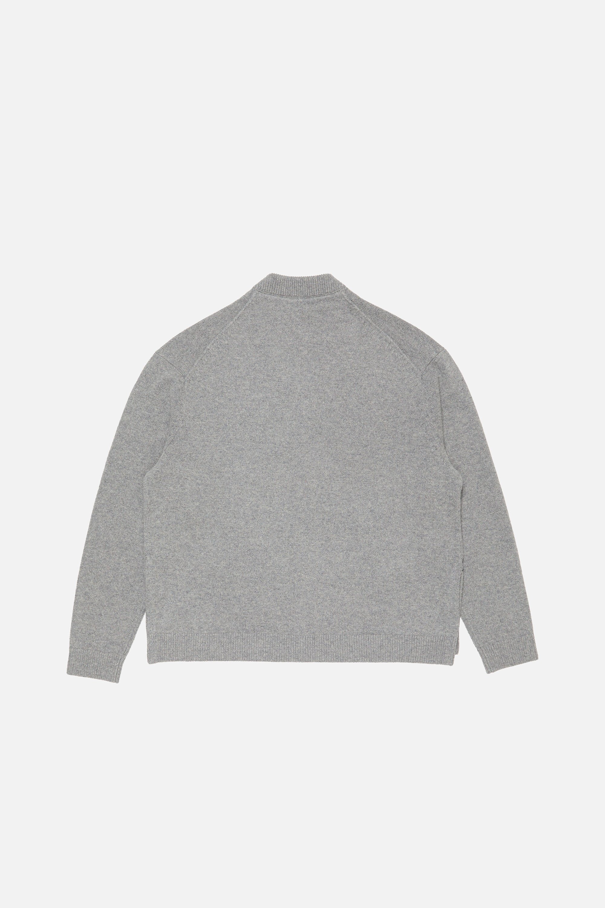 Wool V-Neck Cardigan - Dark Grey Melange - 7