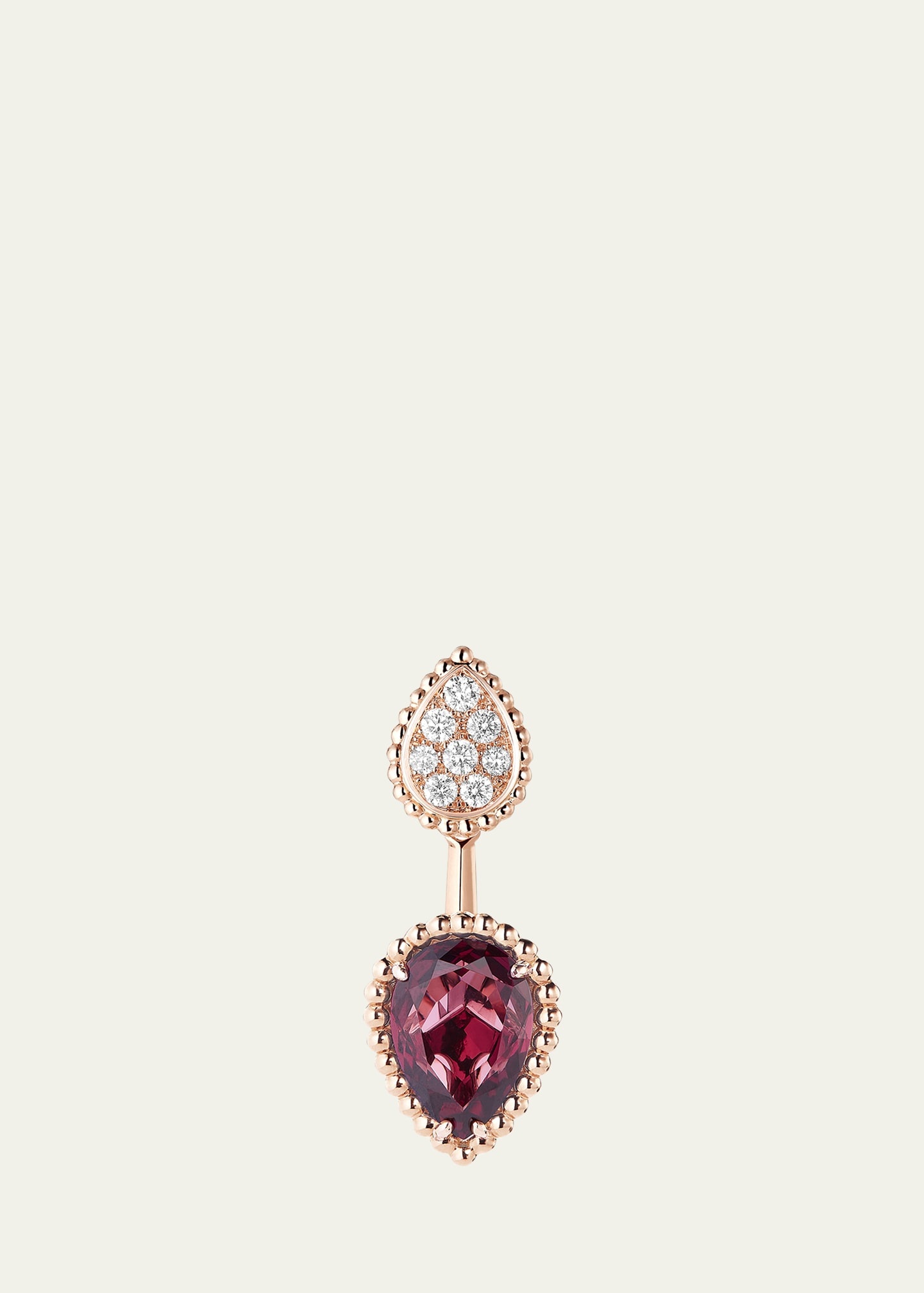 18K Pink Gold Serpent Boheme Rhodolite and Diamond Pave Earring, Single - 1