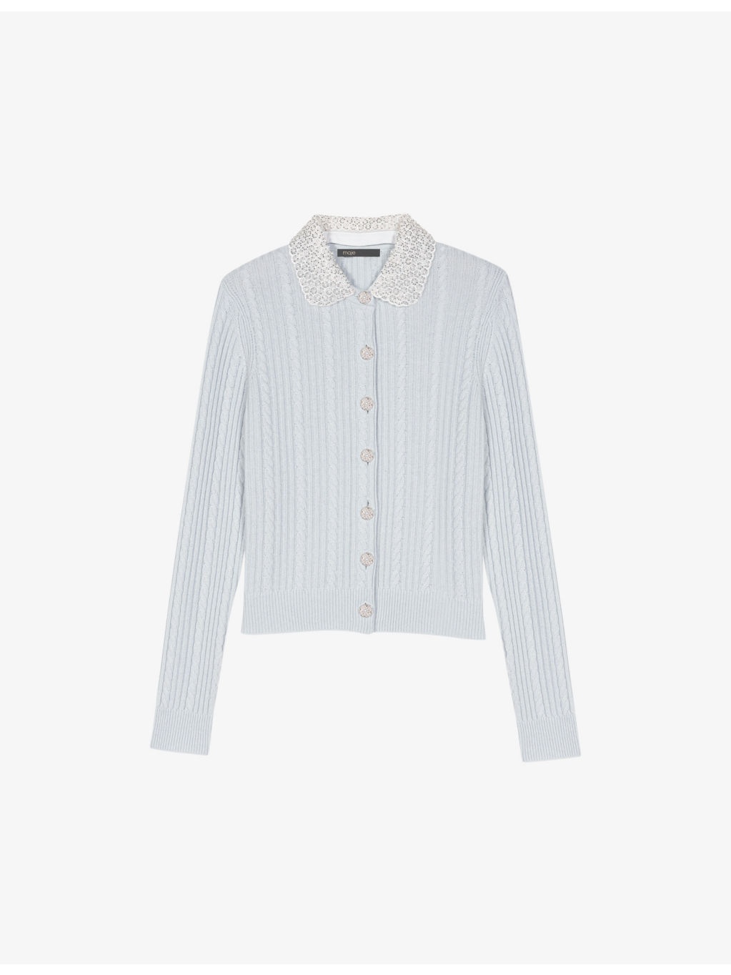 Embellished-collar wool and cashmere cardigan - 1