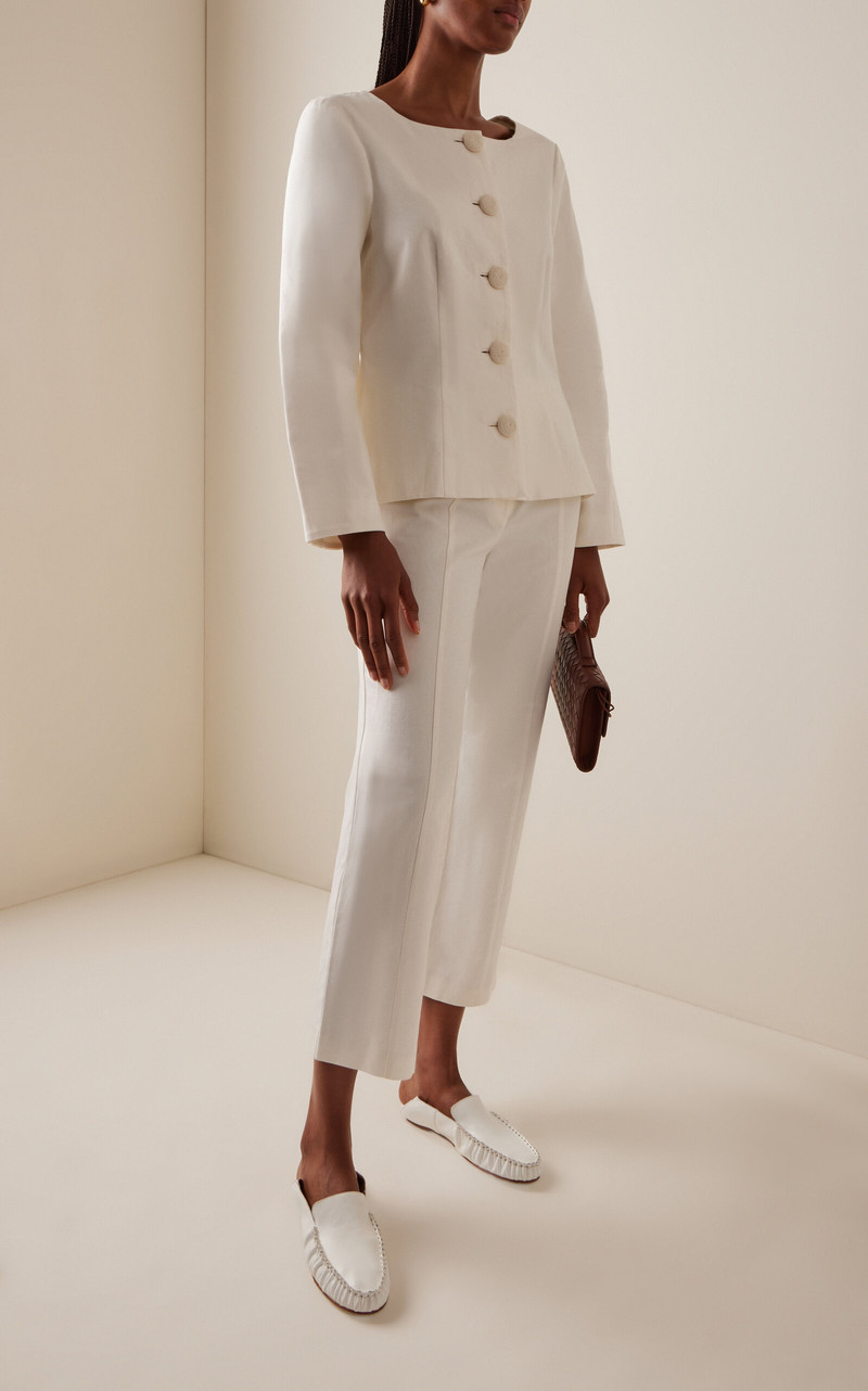 POSSE Exclusive Heidi Cotton-Linen Trousers ivory outlook