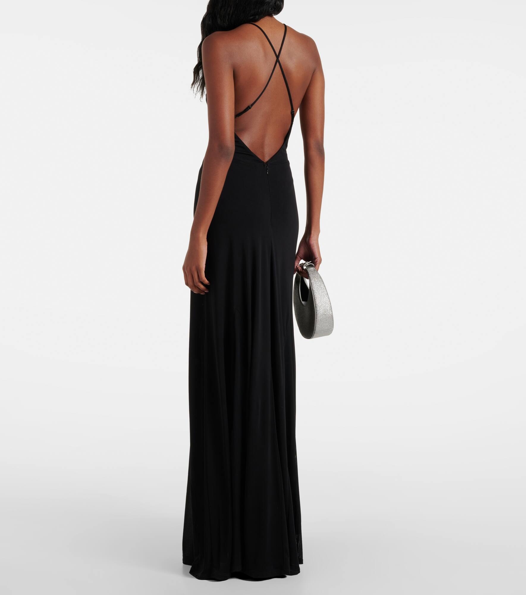 Fleur mesh-paneled jersey gown - 3