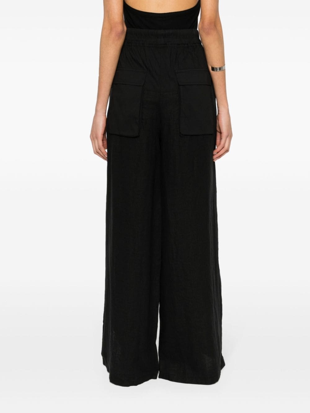 chambray linen wide trousers - 4