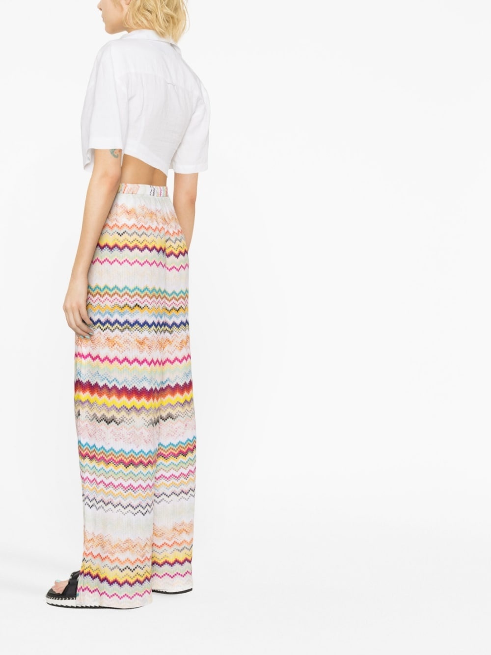 zigzag wide-leg trousers - 2