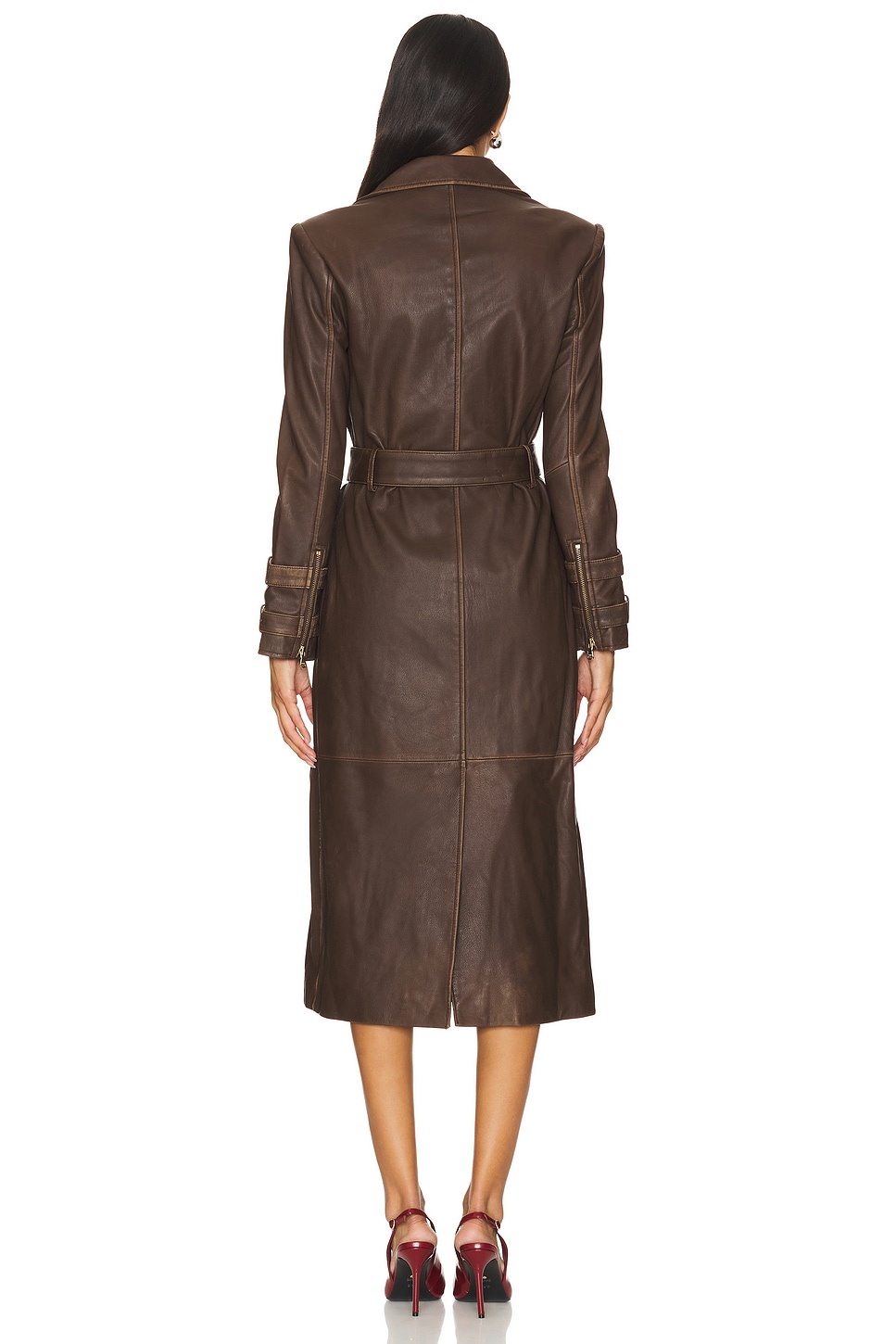 Celina Leather Trench Coat - 4