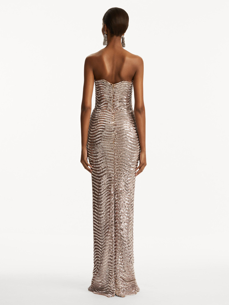 Strapless Wave 자수 Tulle Gown 3