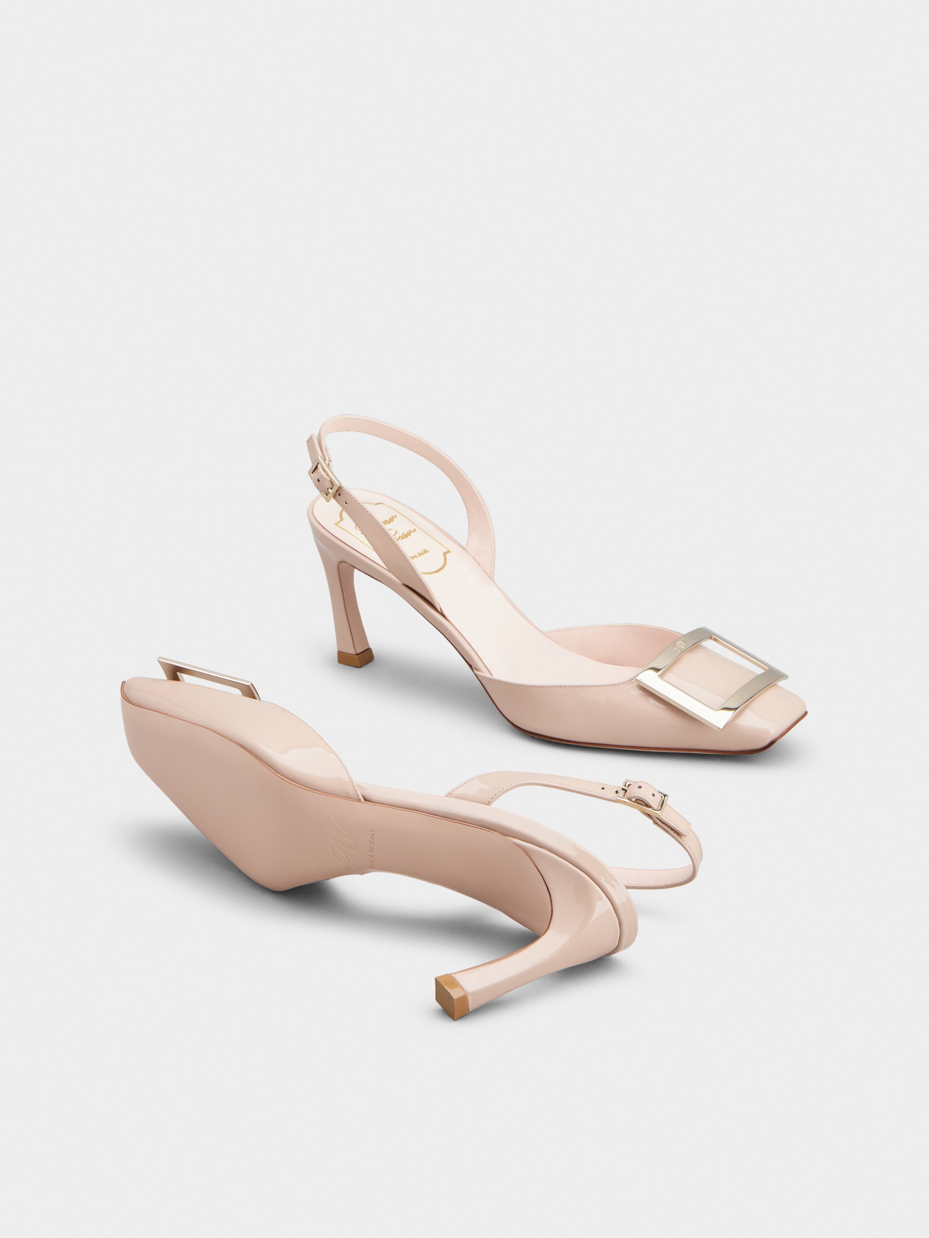 Trompette Metal Buckle Slingback Pumps in Patent Leather - 6