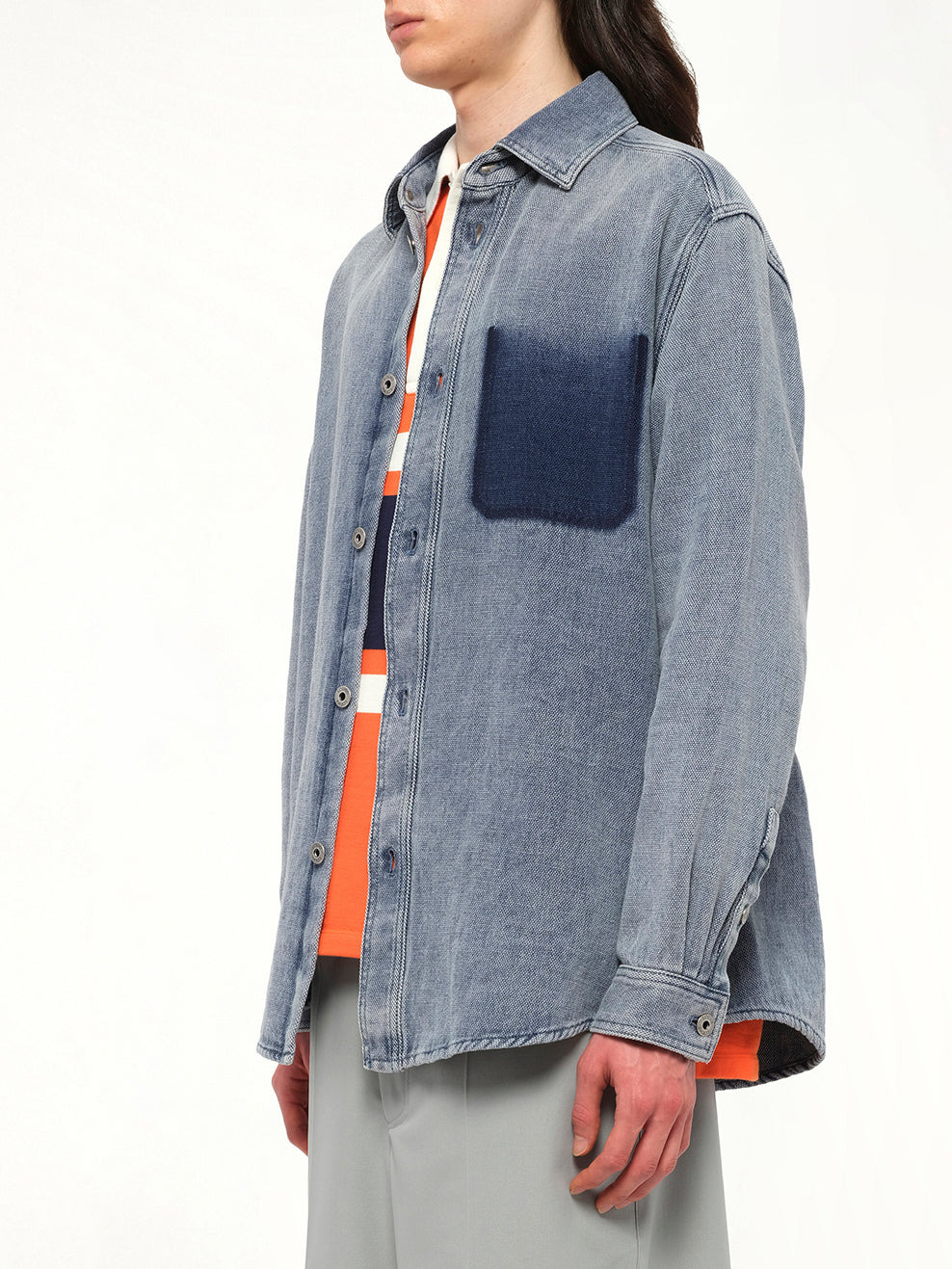 Washed Denim Shirt in Grey Blue - 3