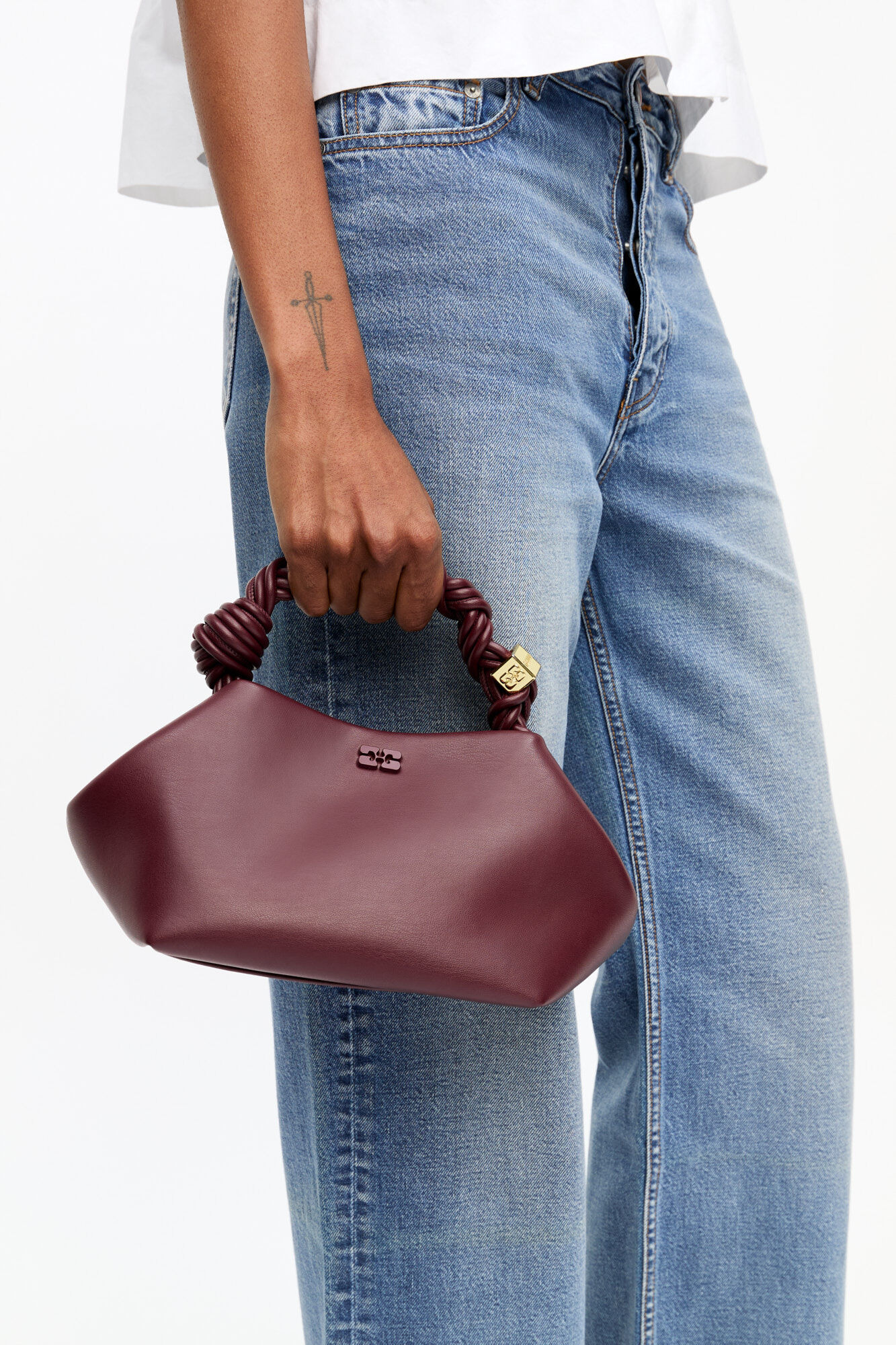 BURGUNDY SMALL GANNI BOU BAG - 8