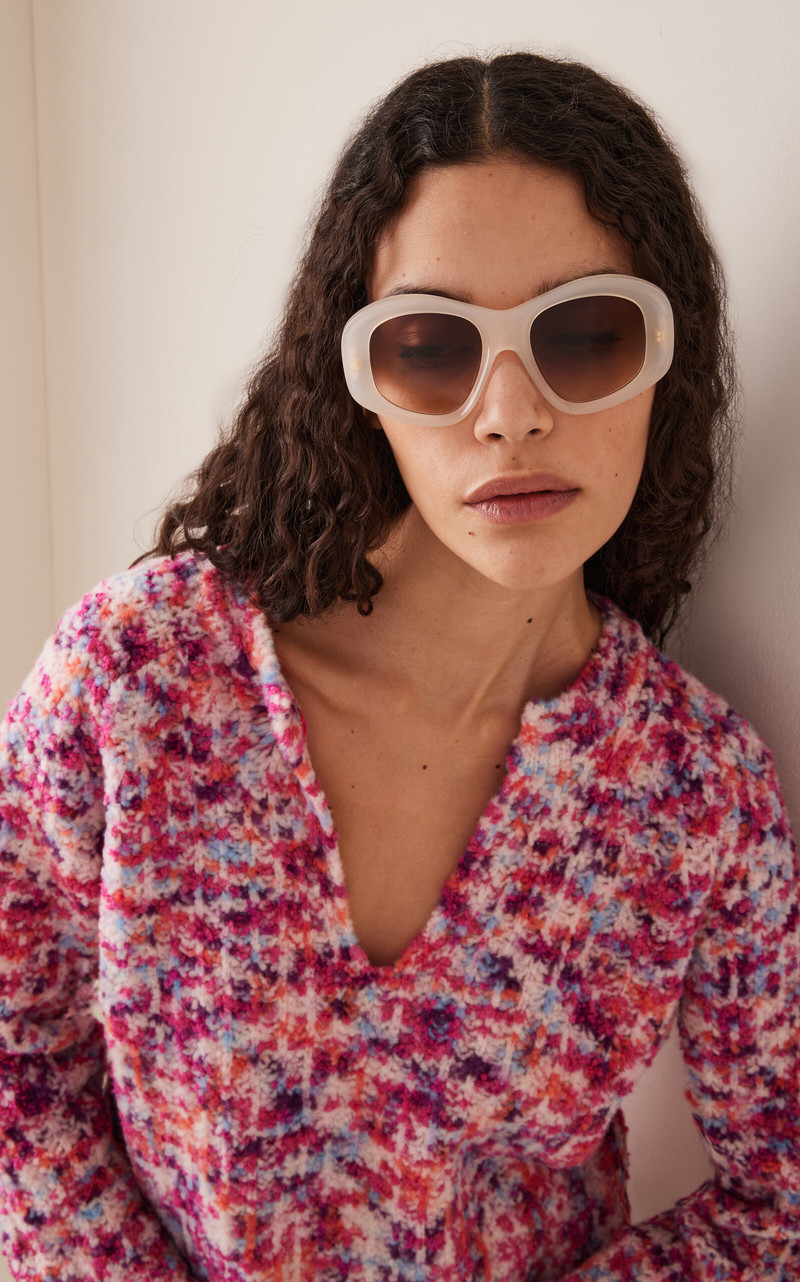 Loewe Beveled Pentagon Acetate Sunglasses ivory outlook