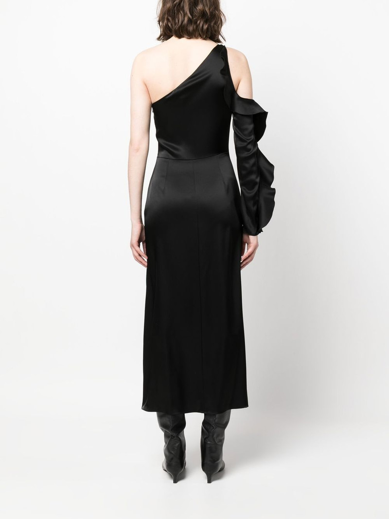 asymmetric ruffle-trim satin dress 4