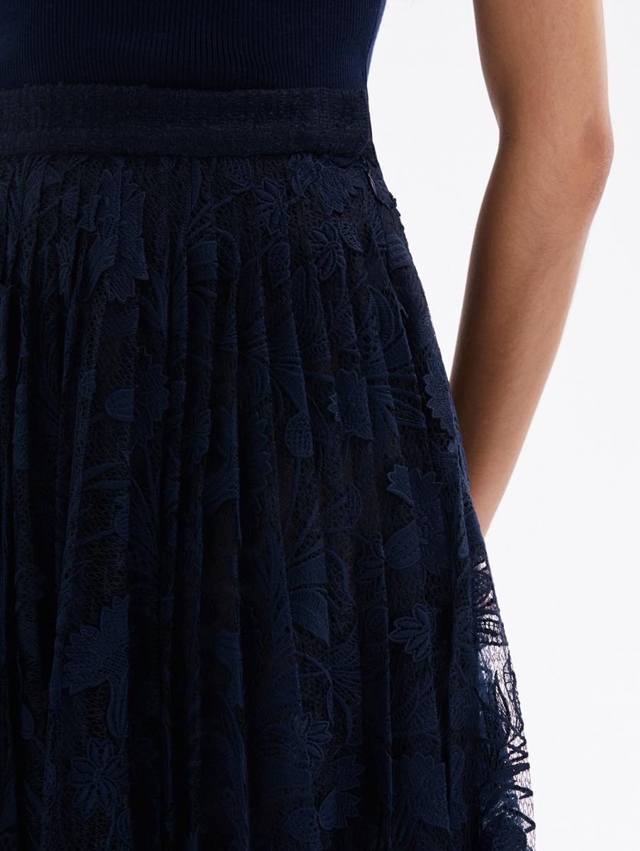 MARBLED CARNATION GUIPURE PLEATED SKIRT - 5