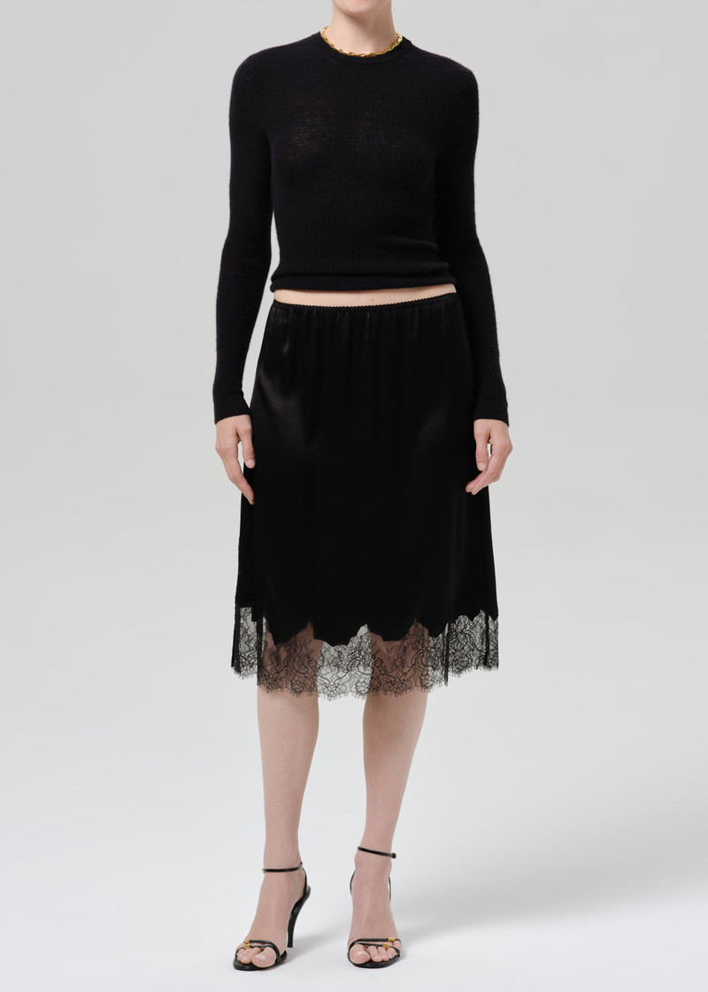 Lace Trimmed Skirt In Black - 1
