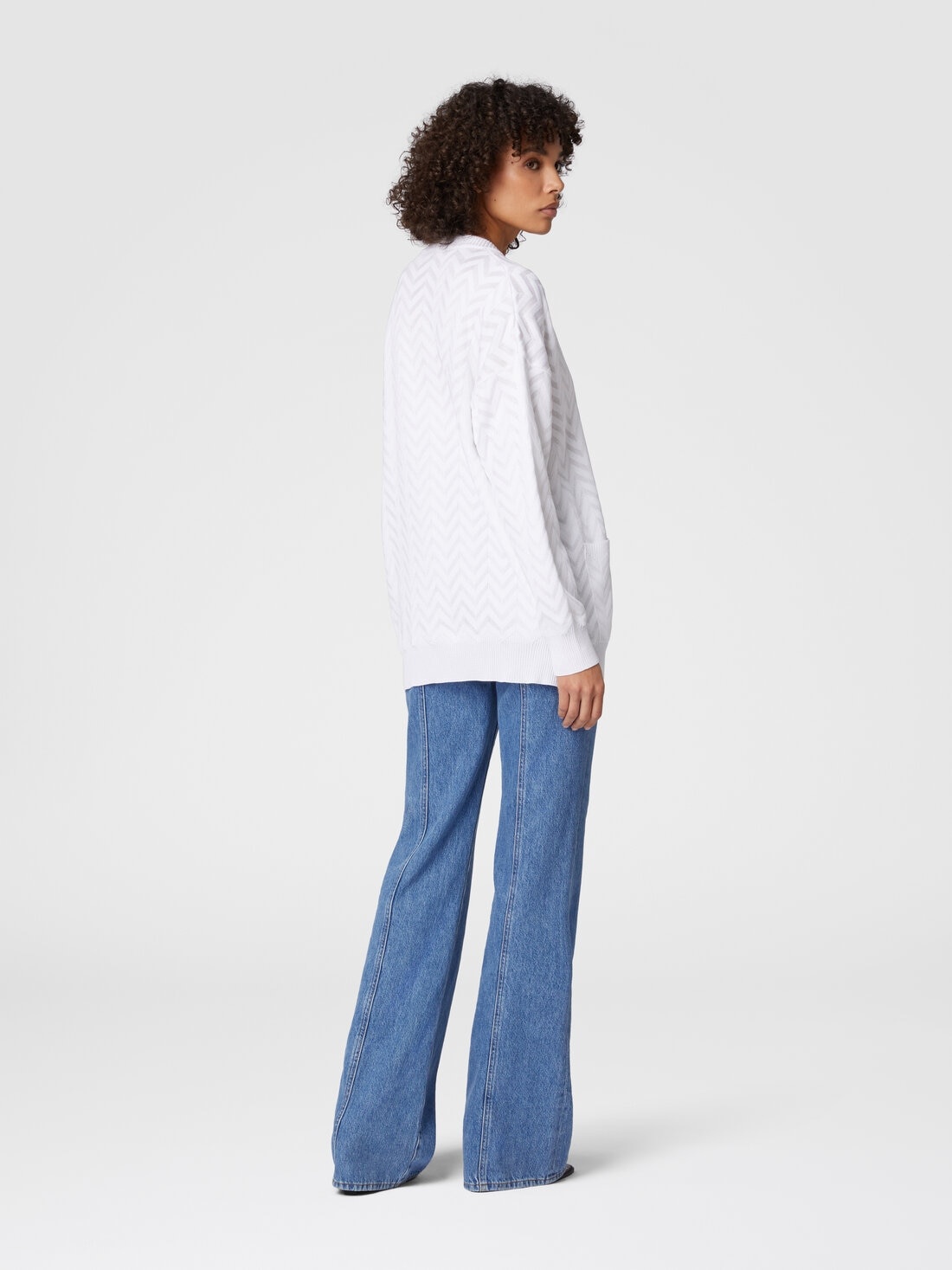 Tonal chevron oversized cardigan - 3