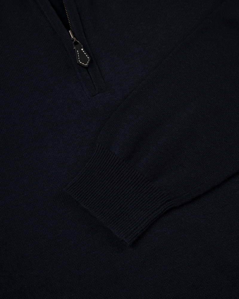 NAVY COTTON-CASHMERE QUARTER-ZIP SWEATER 3